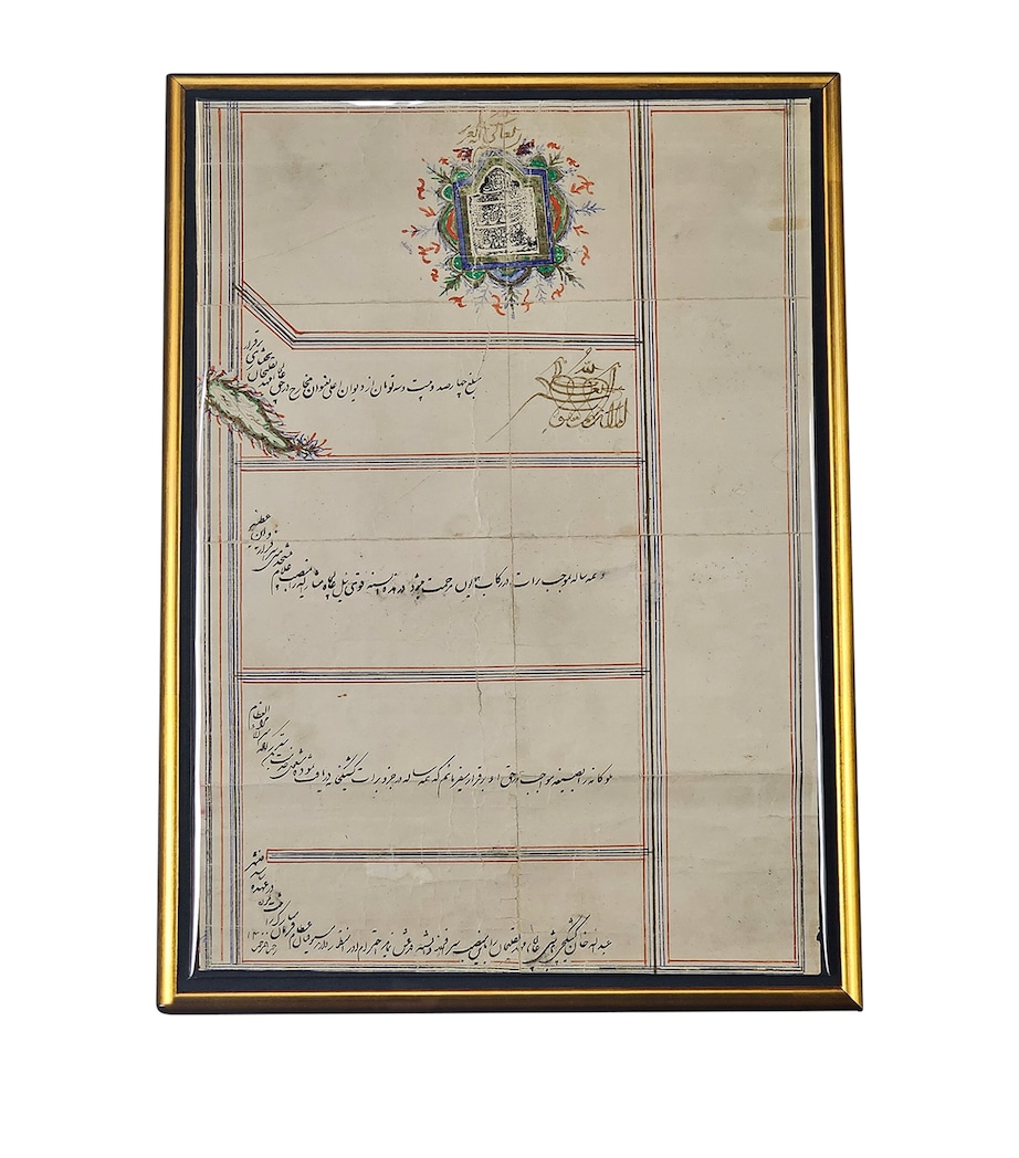Leipzig Galleries Naser Al-din Shah Qajar Signed Historic Document Display Image 3