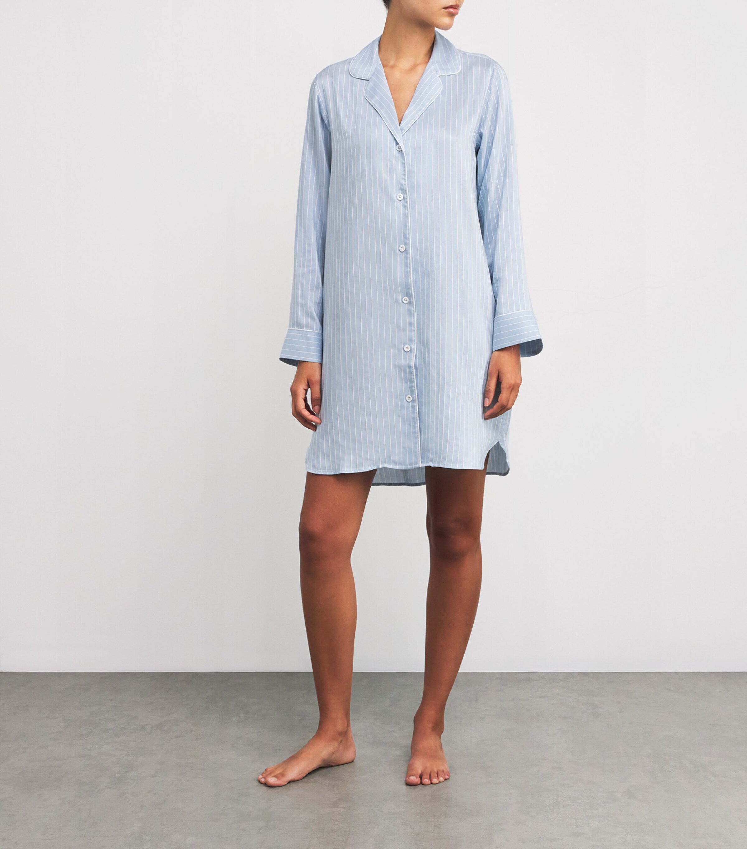 Zimmerli Womens Stripe Sleepshirt Blue Stripes Image 2