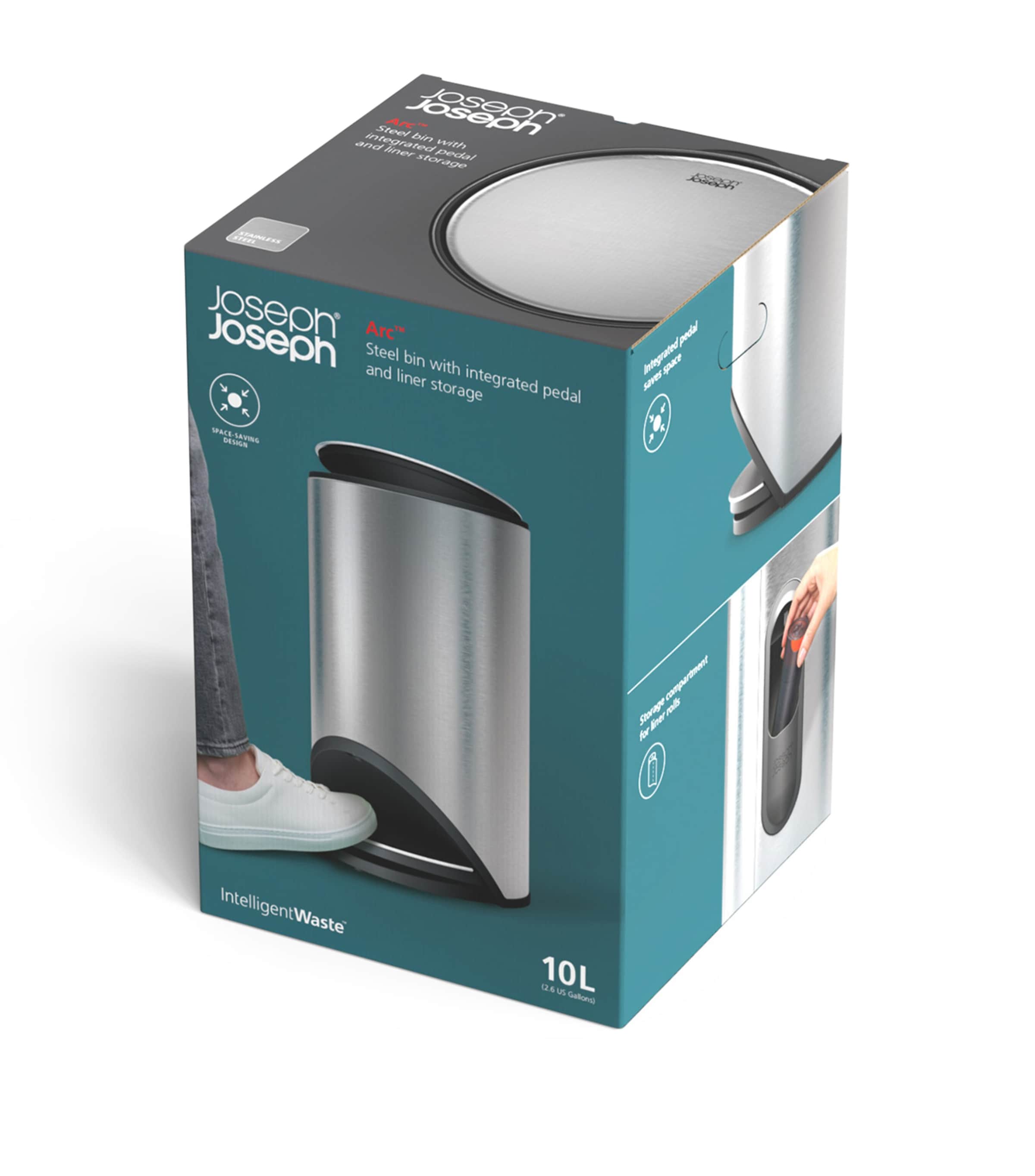 Small Easy-Push Arc Pedal Bin (10L) STAINLESS STEEL Image 5