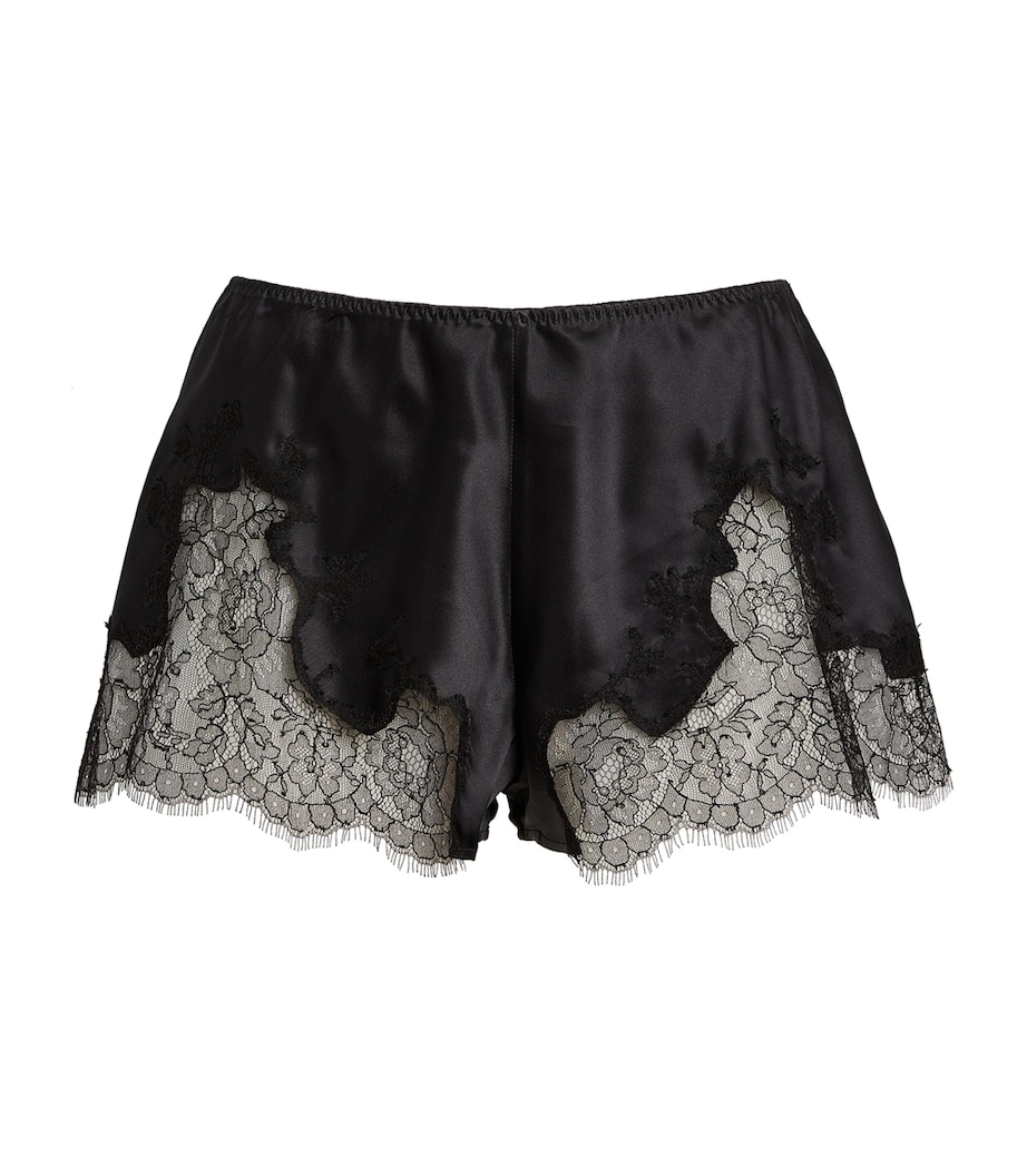 Silk Lace-Trim Baccarat Shorts NOIR Image 1