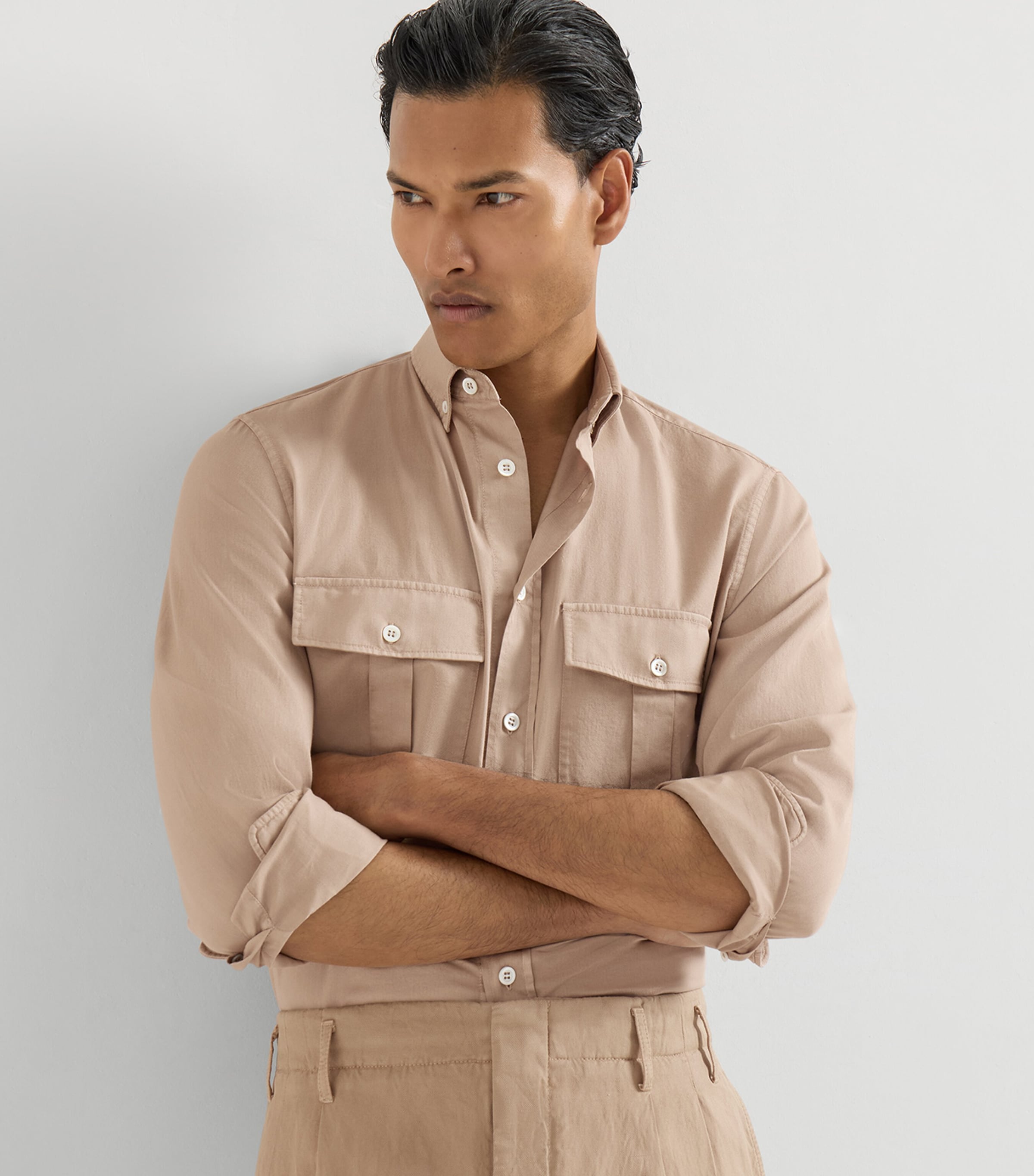 Brunello Cucinelli Mens Cotton Garment-Dyed Shirt Image 3