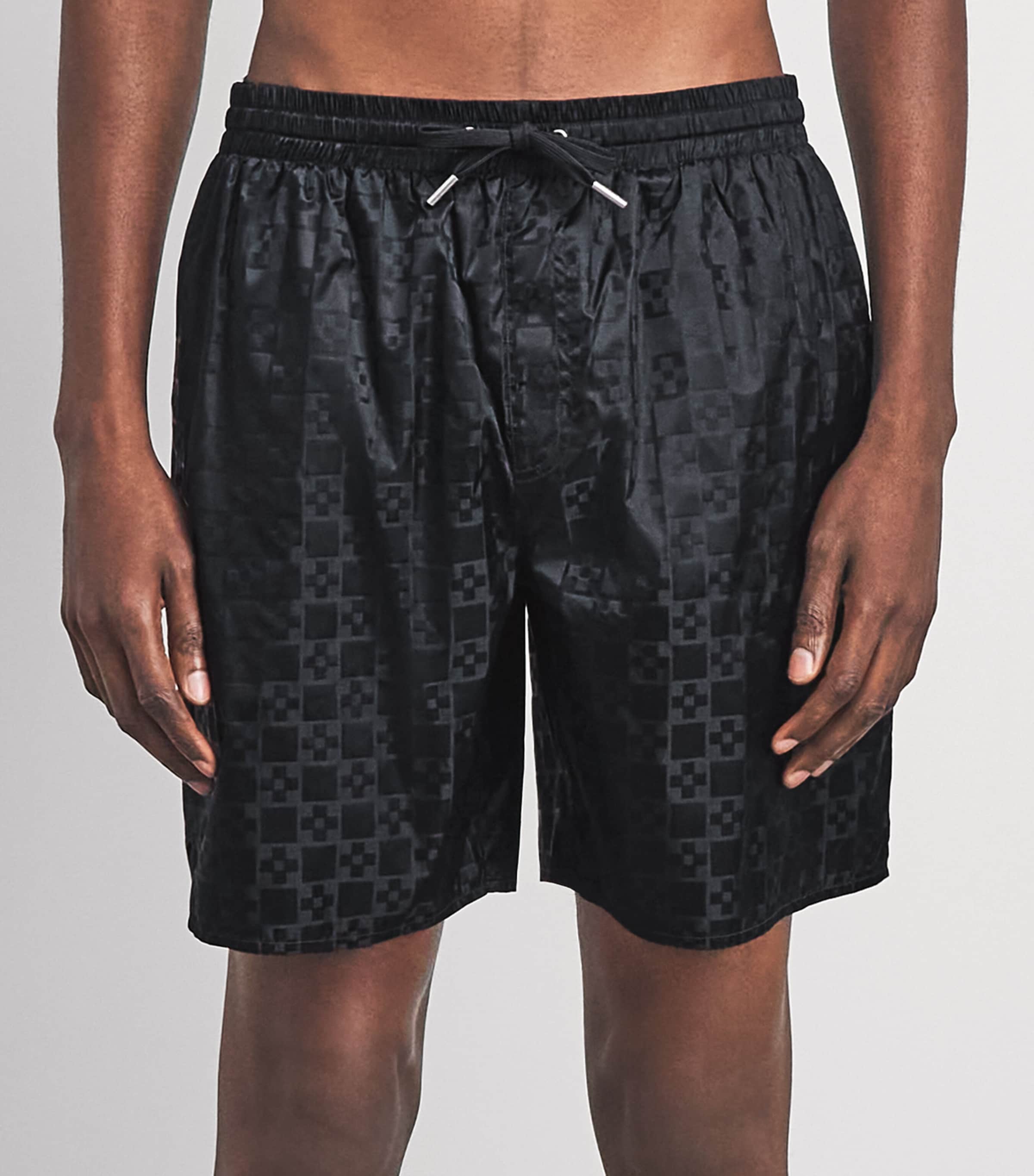 Sandro Drawstring-fastening Patterned Swim Shorts In Black