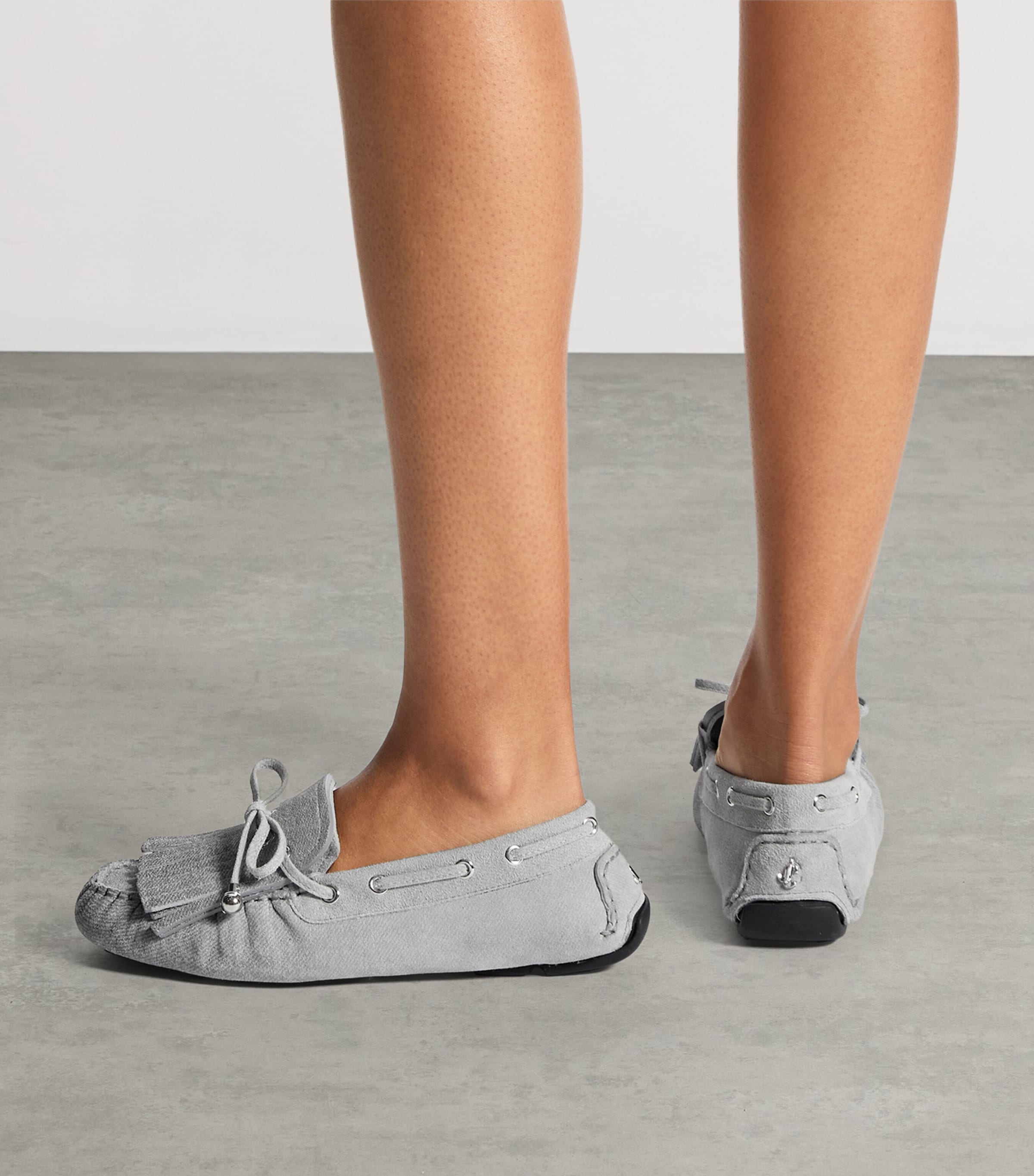 Jimmy Choo Womens Manon Flat Suede Loafers Dove/silver Image 2