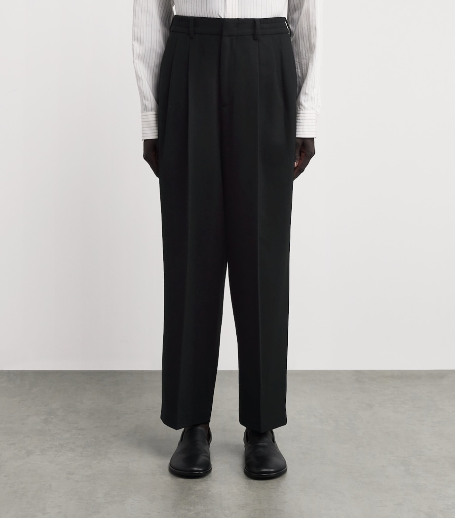 Wool Pleated Trousers BLACK Image 3