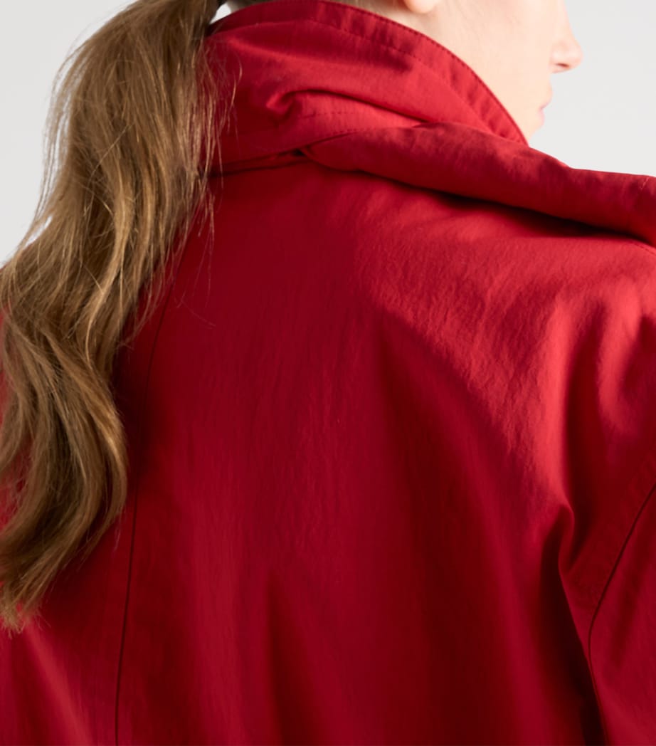 Prada Womens Technical Shearling-Trimmed Parka Red Image 6