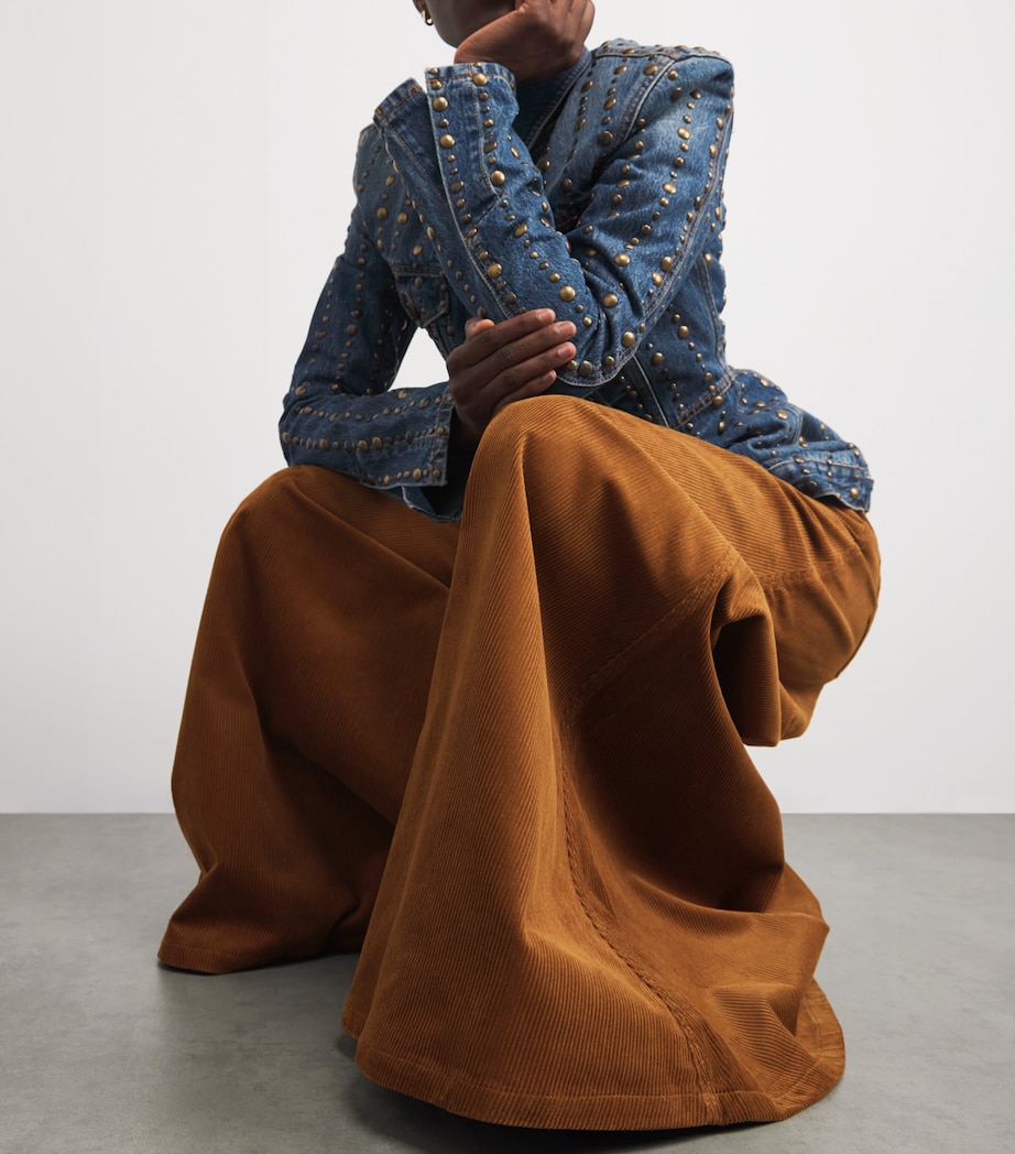 Corduroy Wide-Leg Jeans TAN Image 6