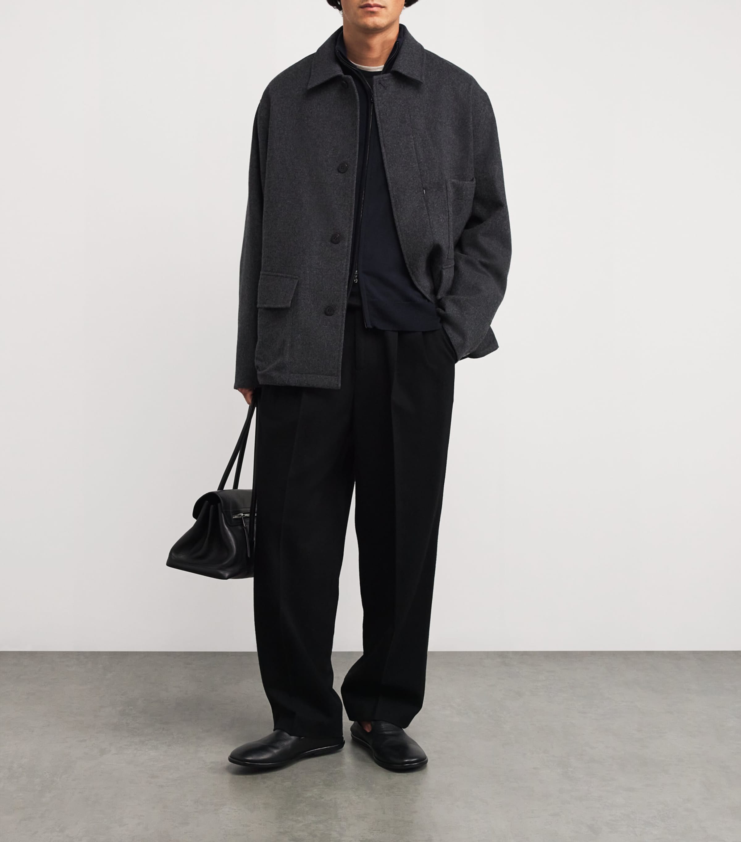 Extra Fine Merino Wool Zip-Up Sweater MIDNIGHT Image 2