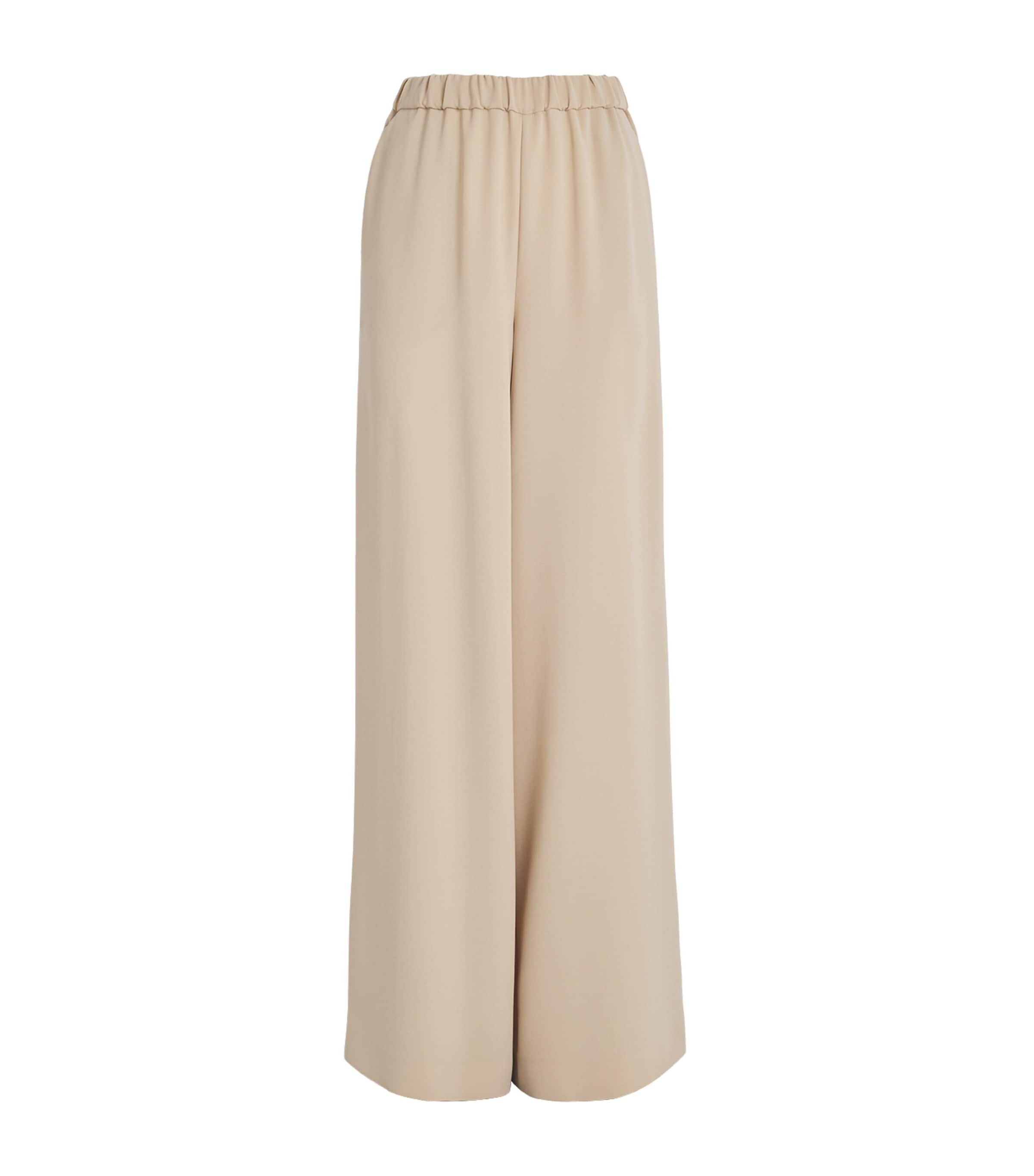 Max Mara Cady Elasticated Wide-leg Trousers In Beige