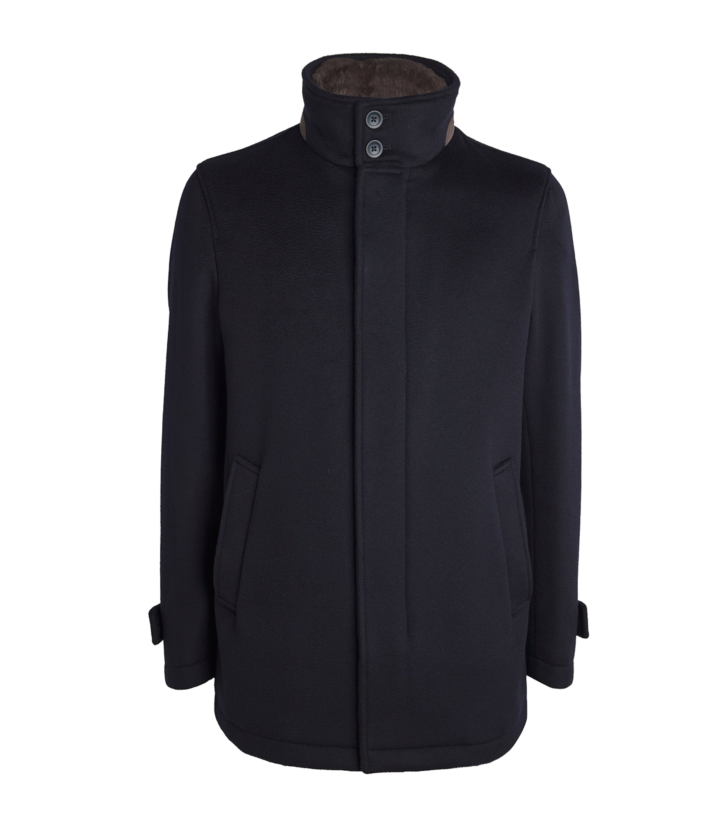 Herno Cashmere Car Coat In Navy