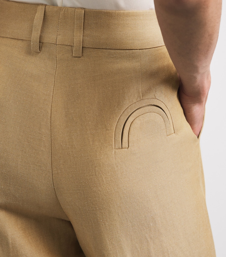 Blazé Milano Womens Renegade Fox Straight Tailored Trousers Sand Image 3