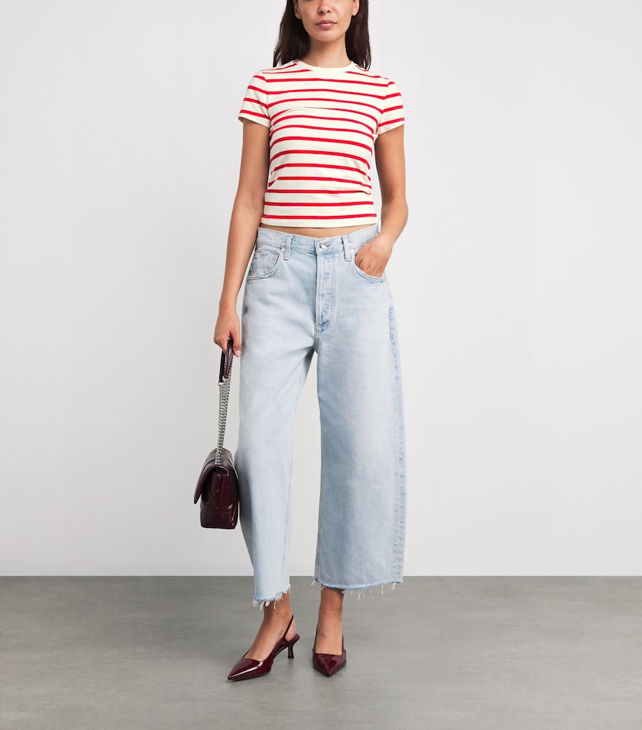 Super-Stretch Baby T-Shirt ECRU & CHILI STRIPE Image 2