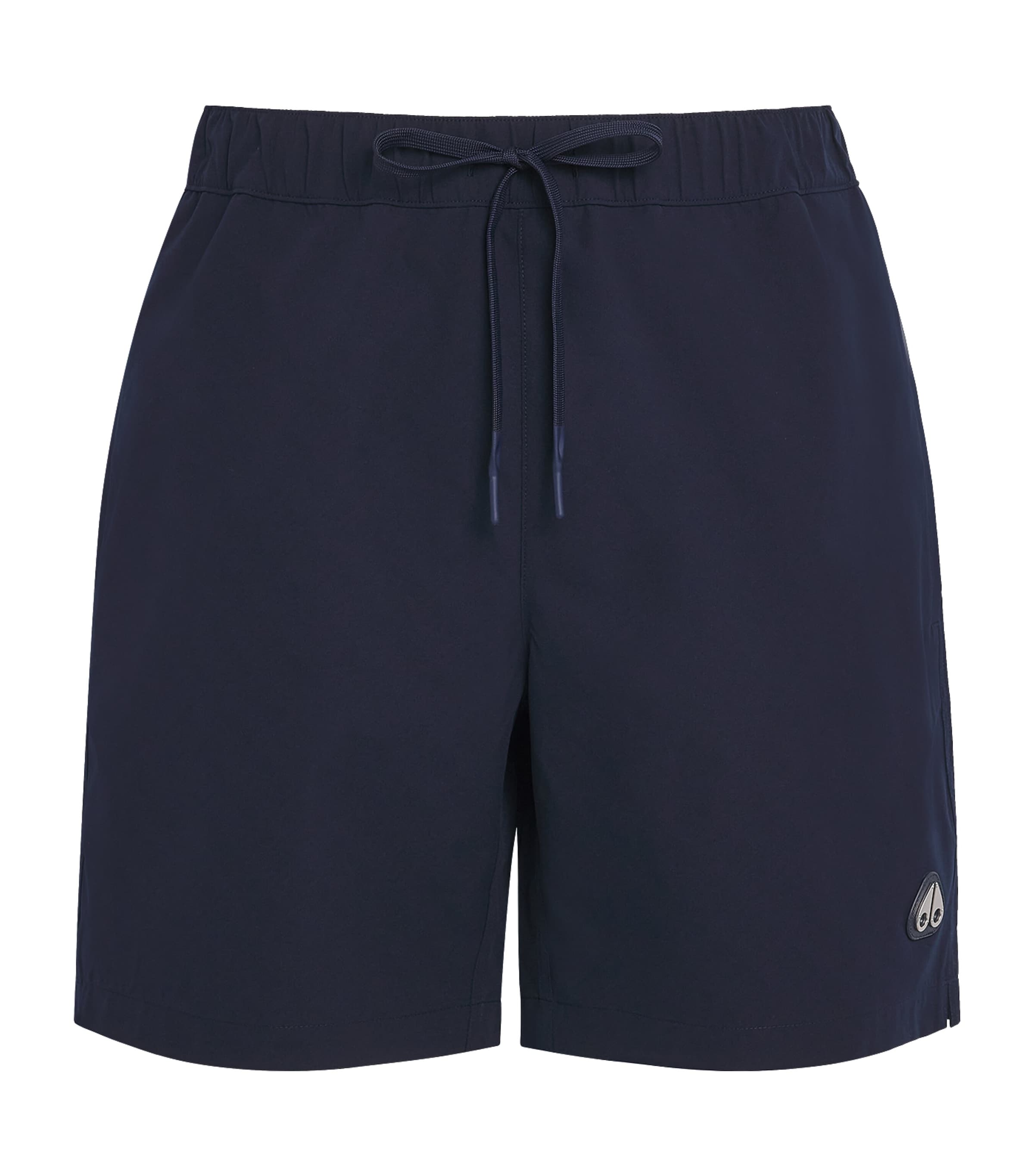 Moose Knuckles Logoed Swim Trunks With Side And Back Pockets In Navy