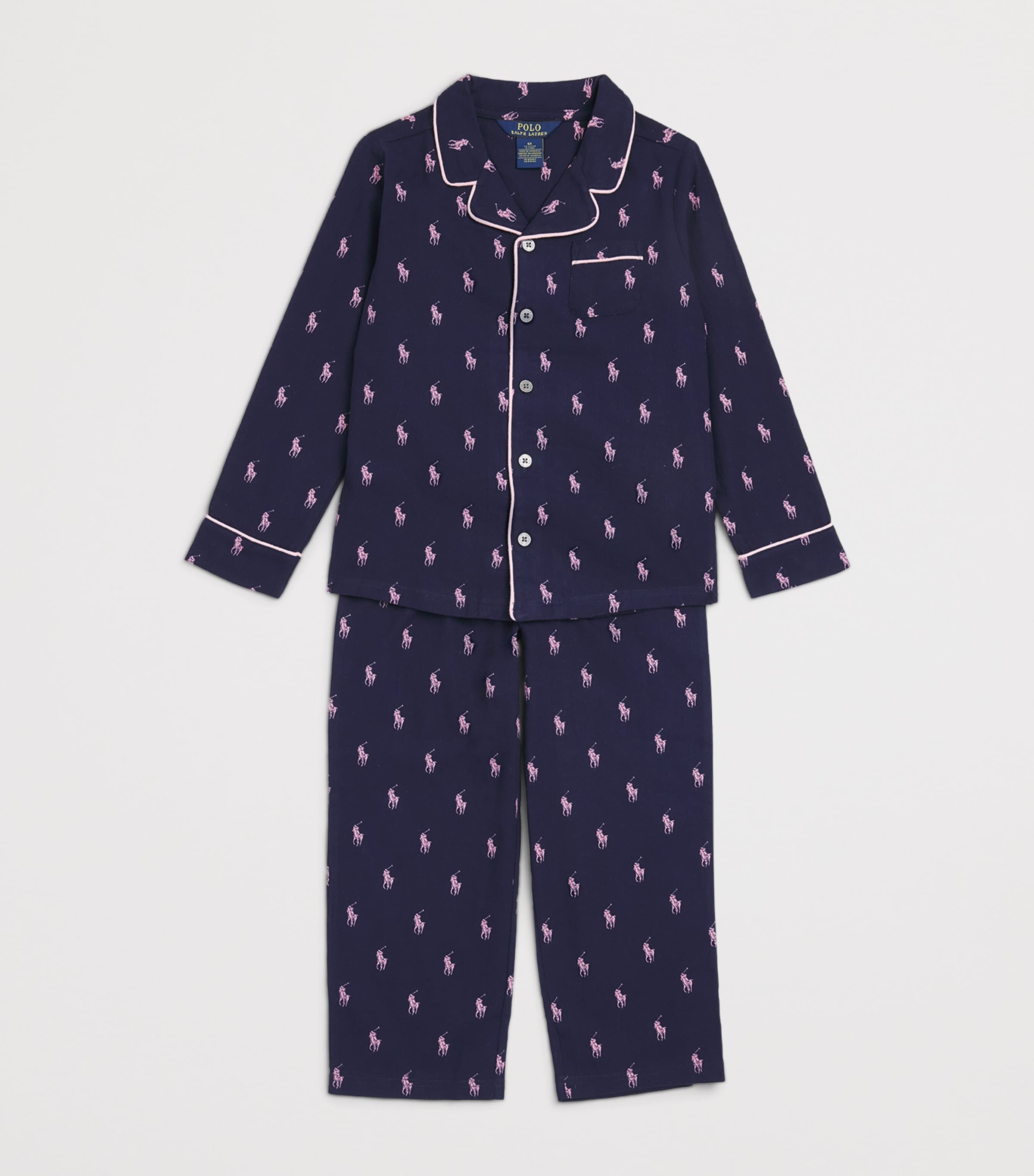 Cotton Polo Pony Pyjama Set (4-7 Years) NEWPORT NAVY Image 3