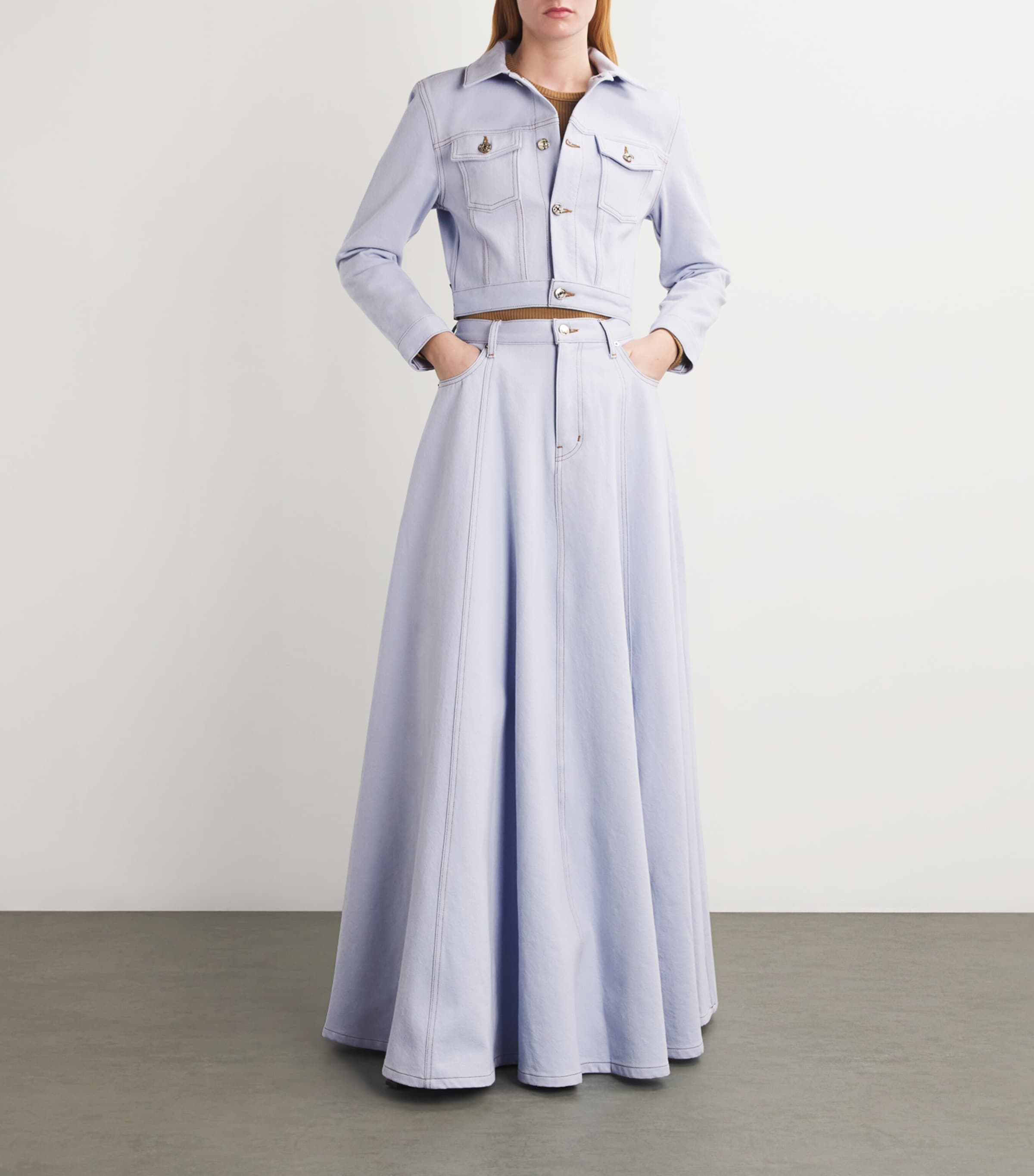 x Carolina Herrera Tailored Denim Jacket CELESTE Image 2