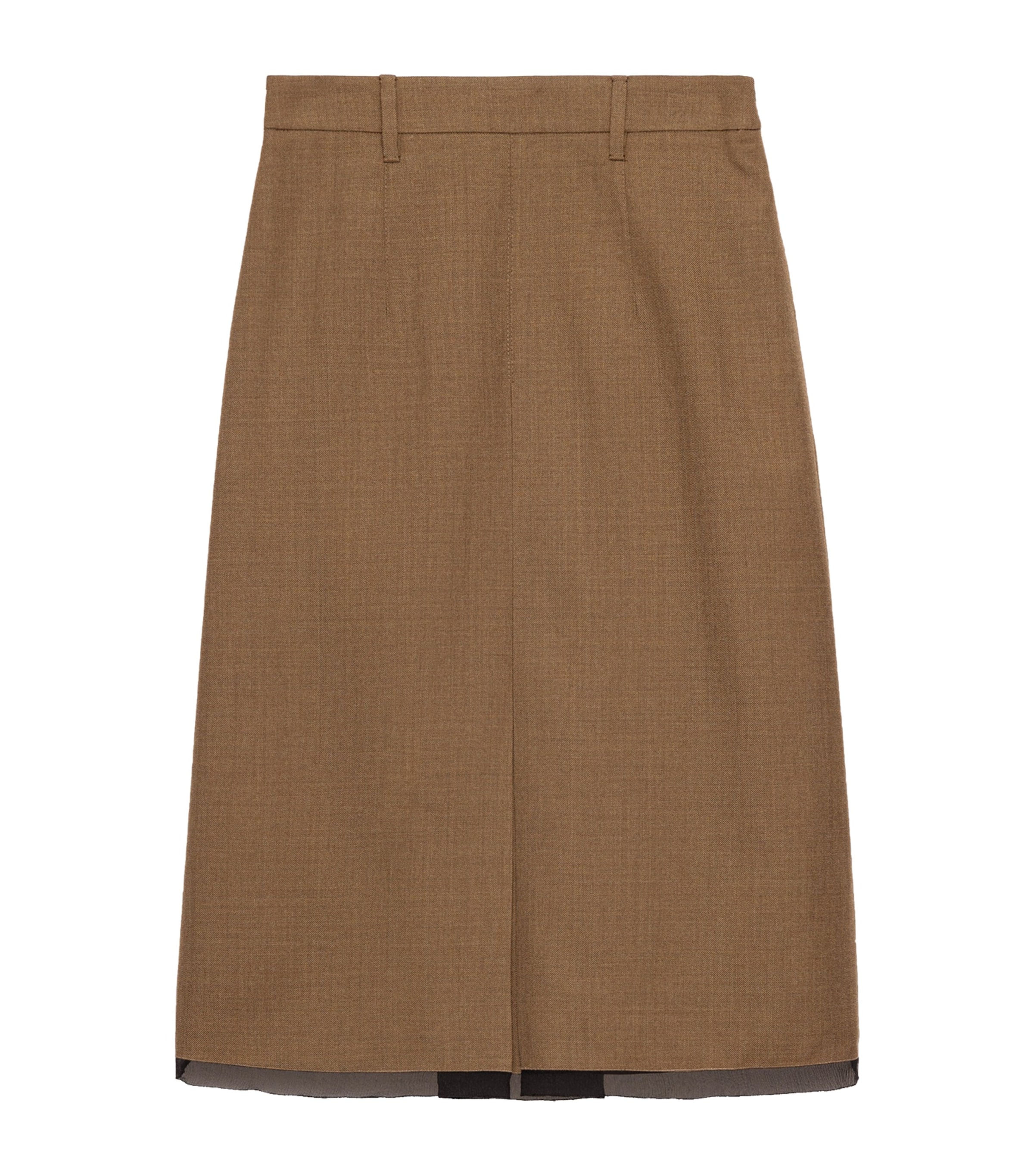 Prada Womens Wool Midi Skirt Brown Image 1
