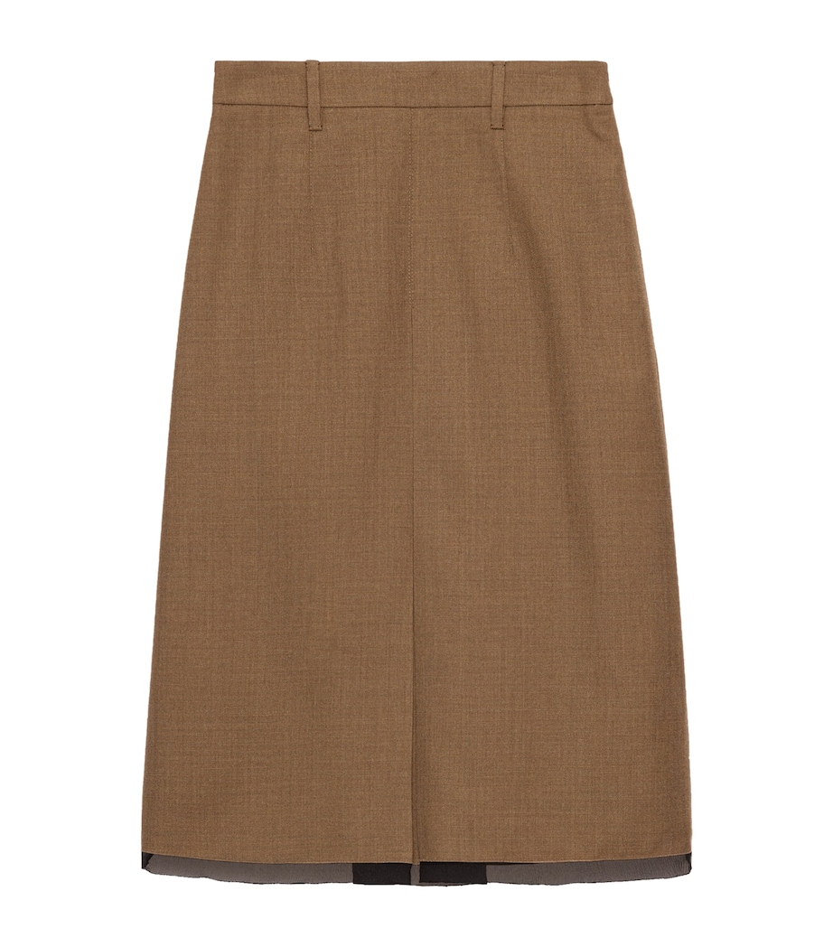 Prada Womens Wool Midi Skirt Brown Image 1