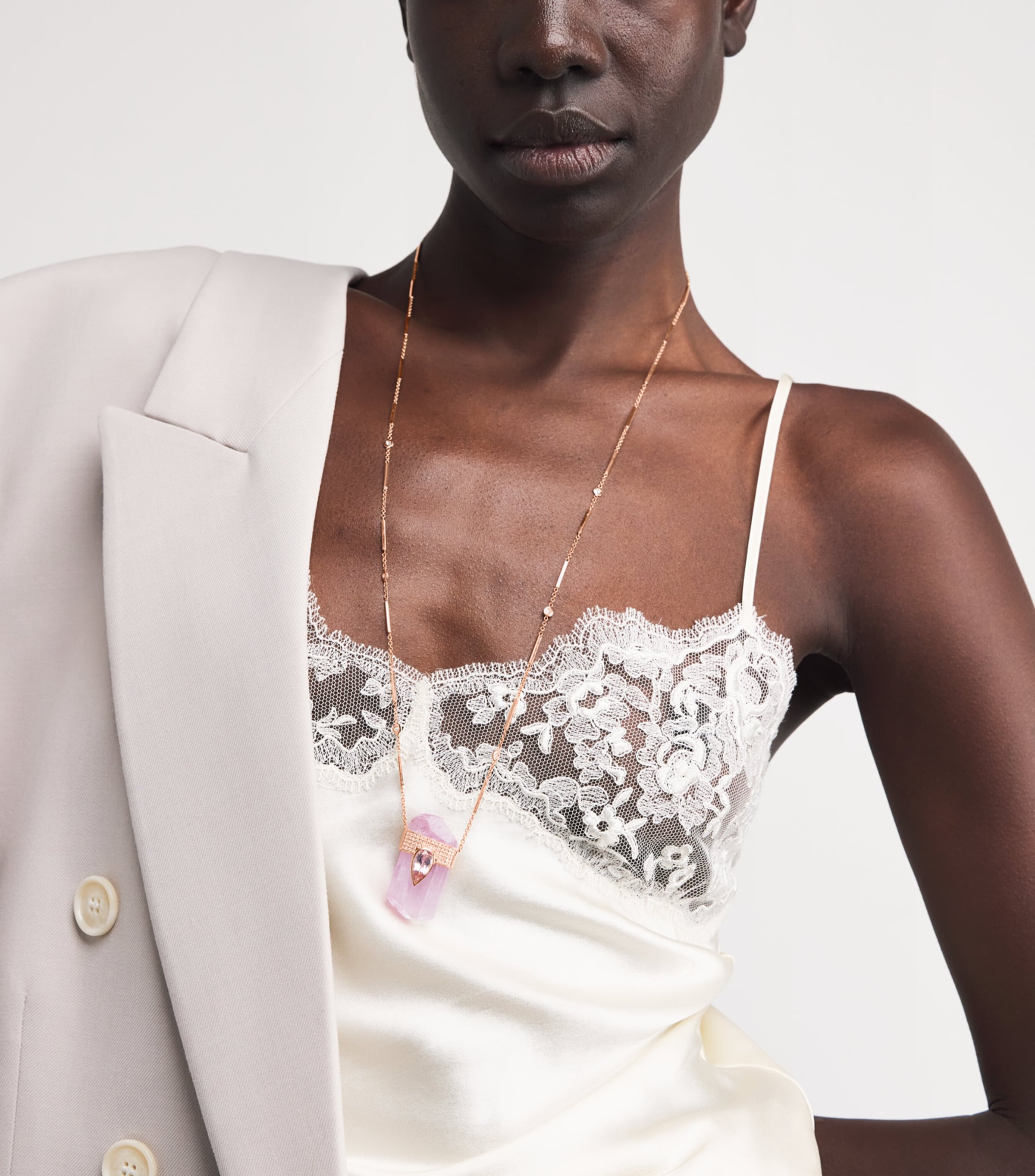 Rose Gold, Diamond, Kunzite and Crystal One-of-a-Kind Necklace ROSE GOLD Image 2