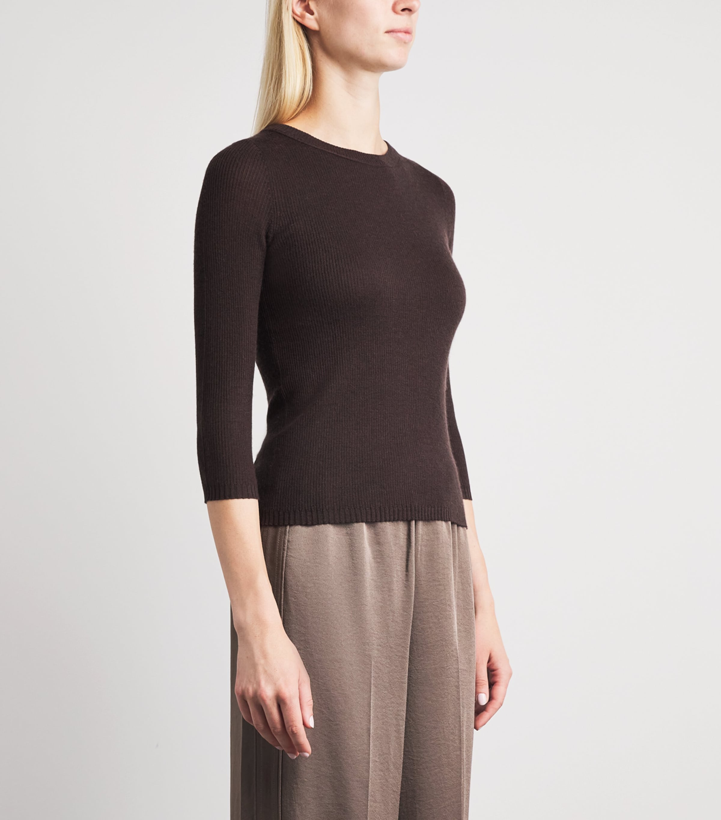 Vince Womens Cashmere-Silk Sweater Iron Image 4