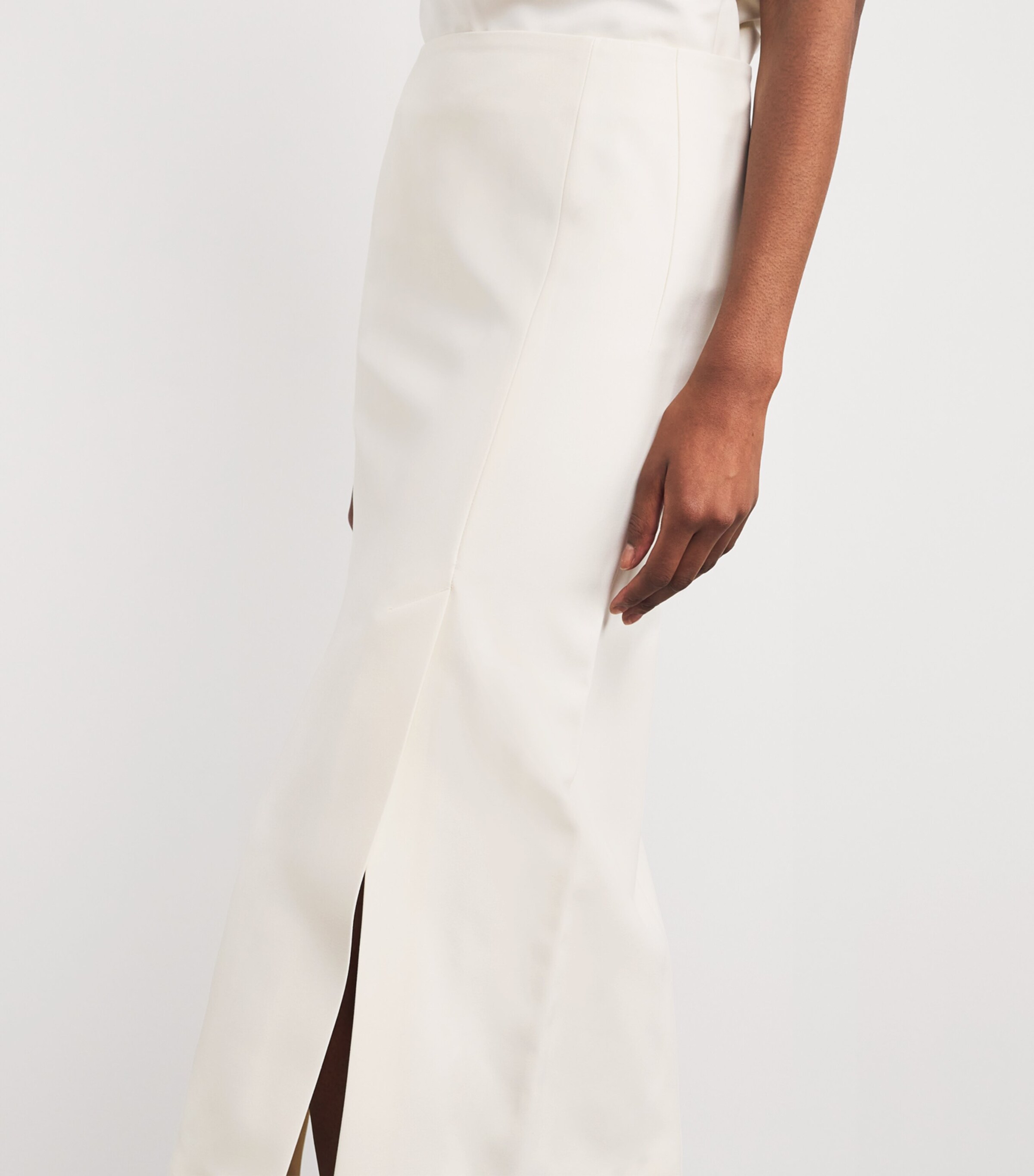 Satin Midi Skirt 112 OFF WHITE Image 6