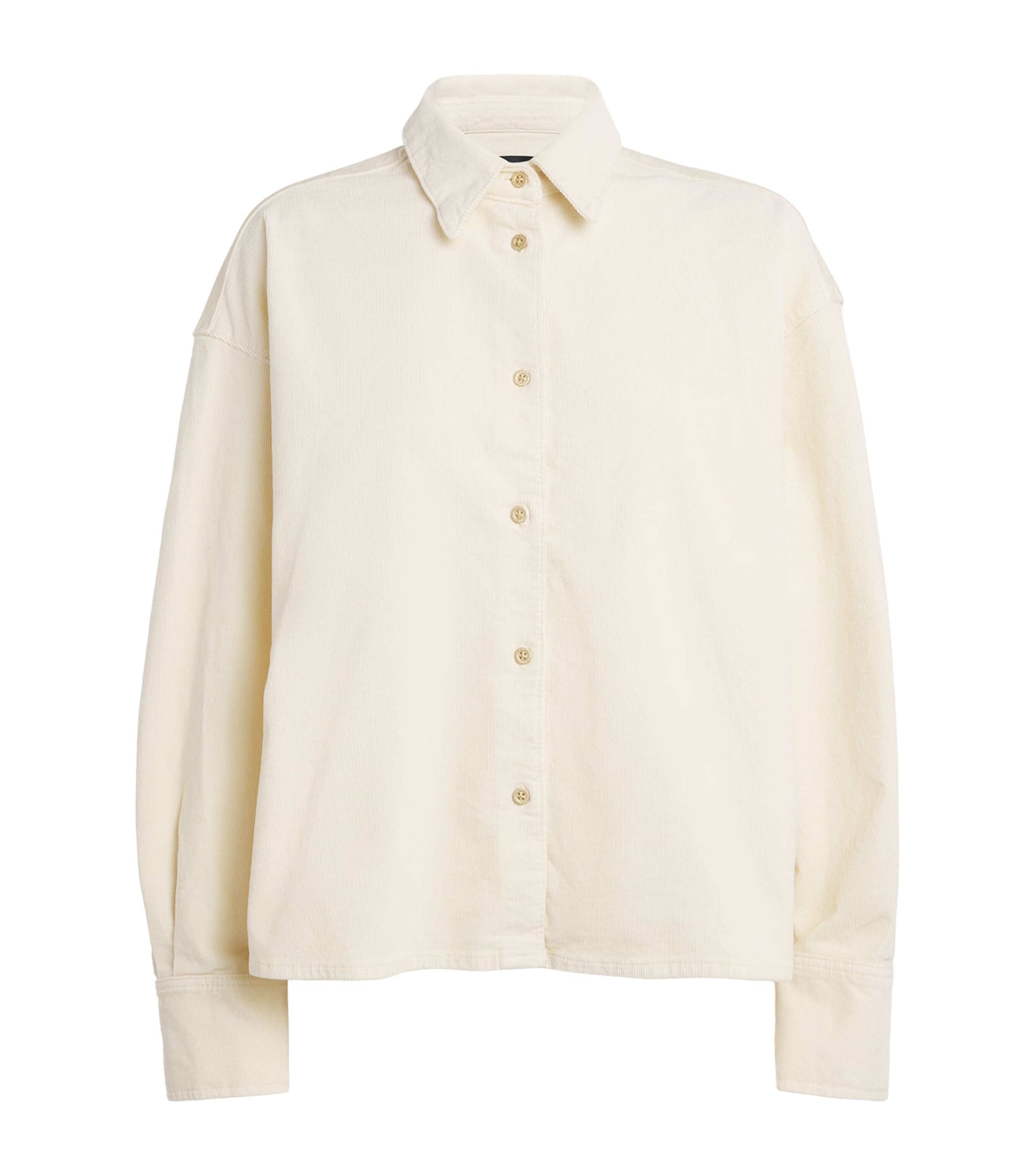 7 For All Mankind Corduroy Nina Cropped Shirt In Neutral