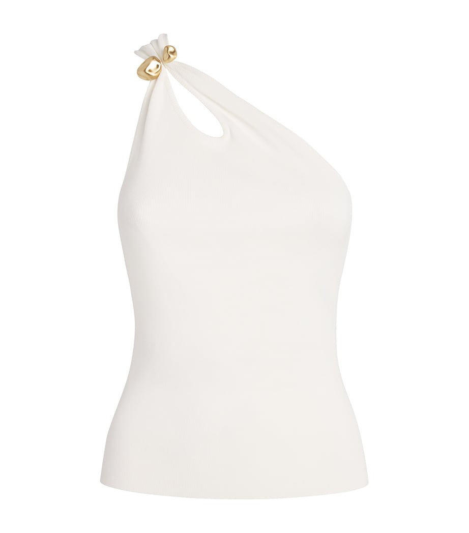 Cult Gaia Womens Knitted One-Shoulder Anouk Top Off White Image 1
