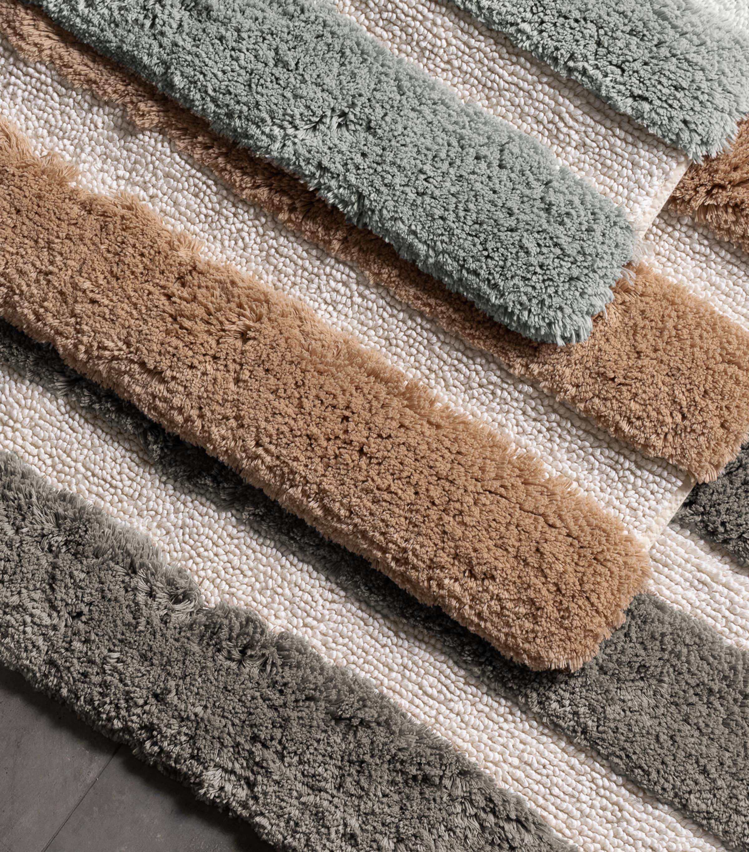 Organic Cotton Rhine Tufting Bath Mat (60cm x 90cm) BEIGE/MOSS Image 4