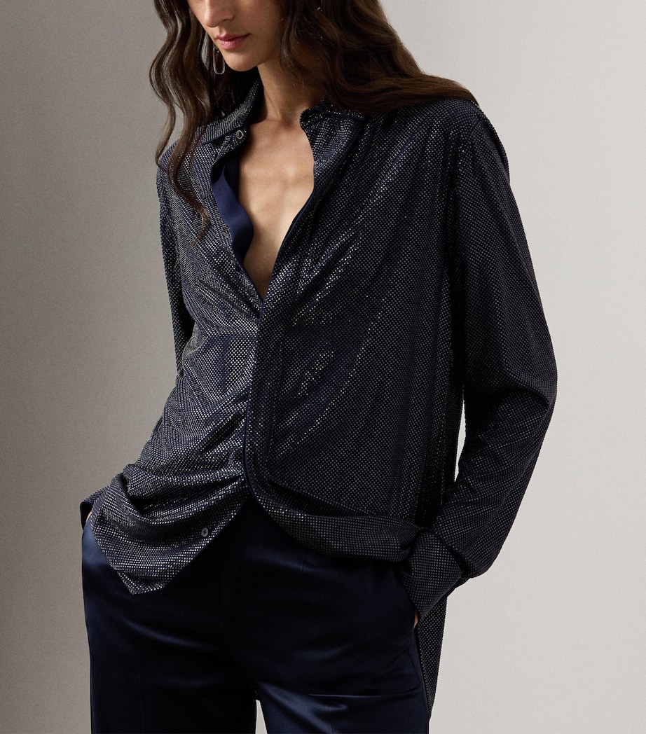 Ralph Lauren Collection Womens Silk Embellished Adrien Shirt Navy Image 4