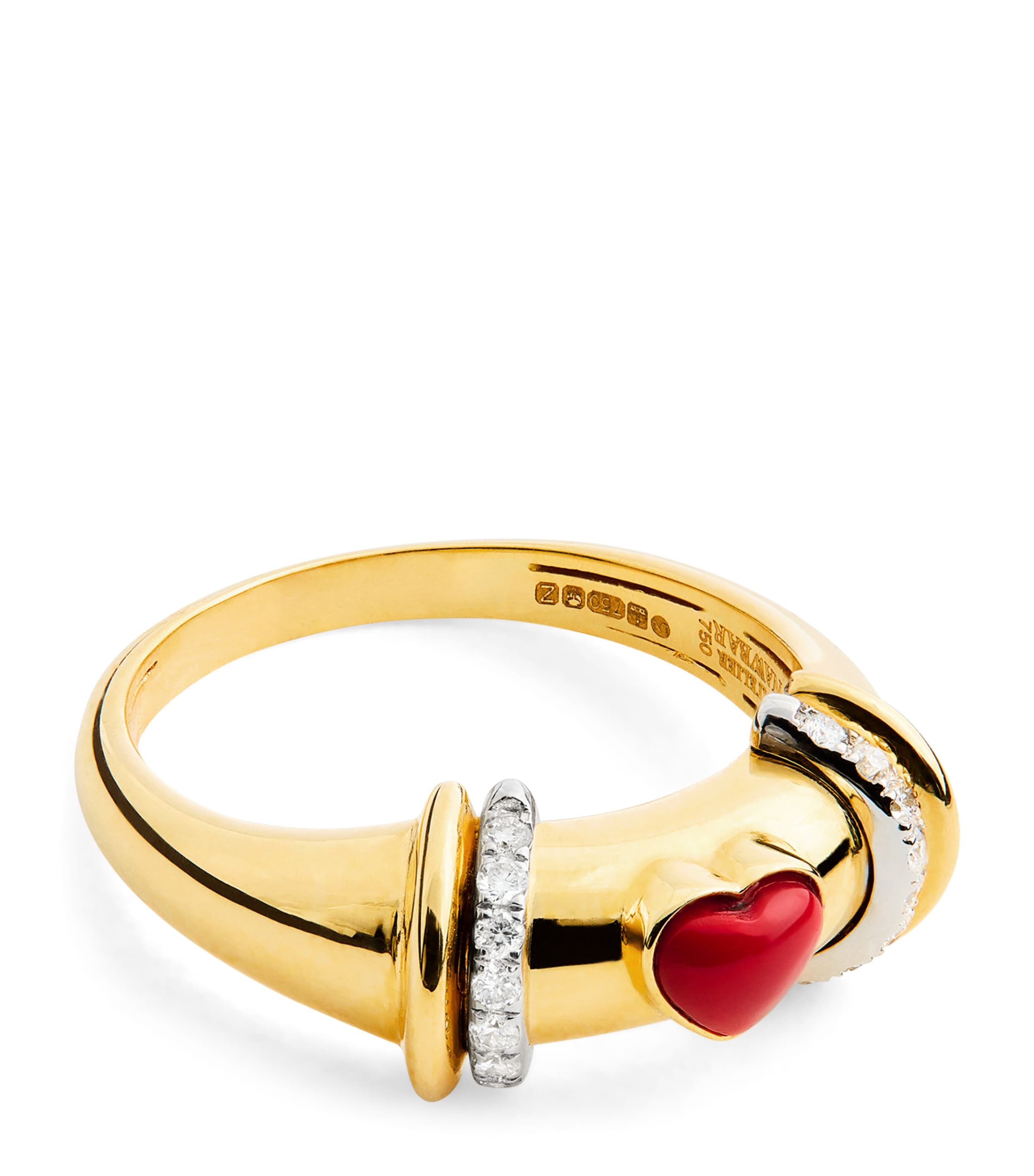 L'atelier Nawbar Yellow Gold, Diamond And Coral Lot N*91 Ring In Gold