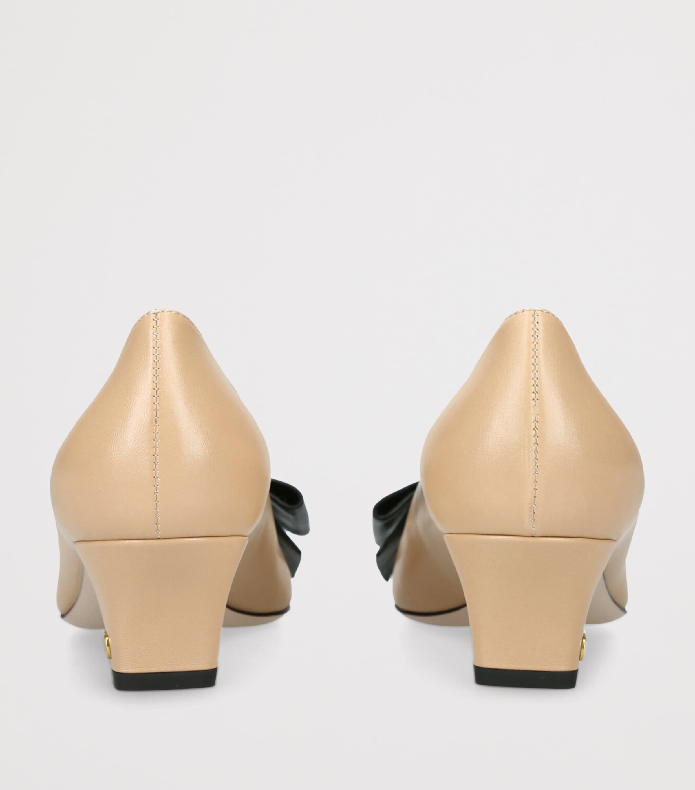 Valentino Garavani Leather Bow-Detail Pumps 45 Tan Comb Image 2