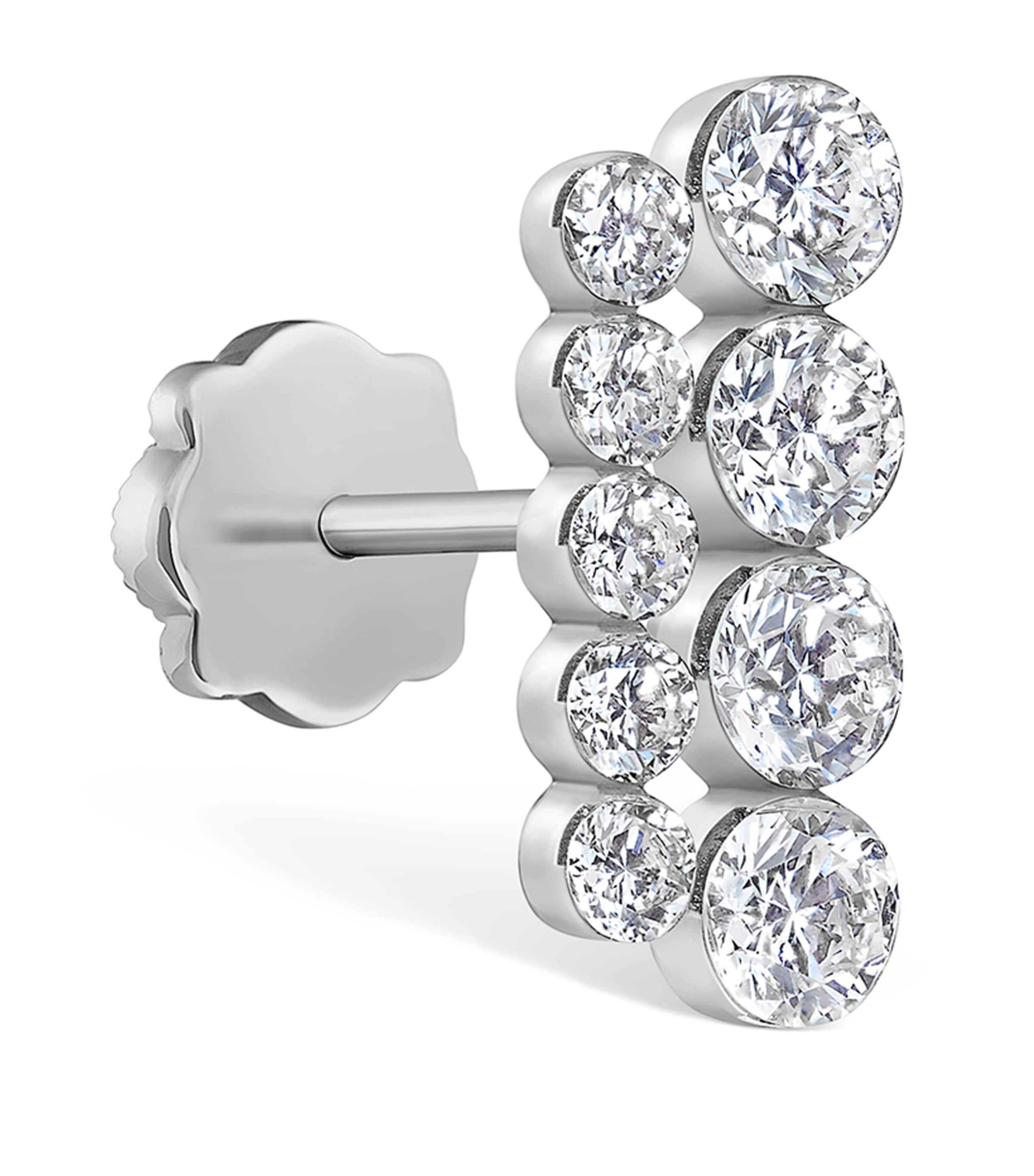 Maria Tash White Gold Invisible Set Diamond Apsara Bar Threaded Stud Earring (11mm) White Gold Image 1
