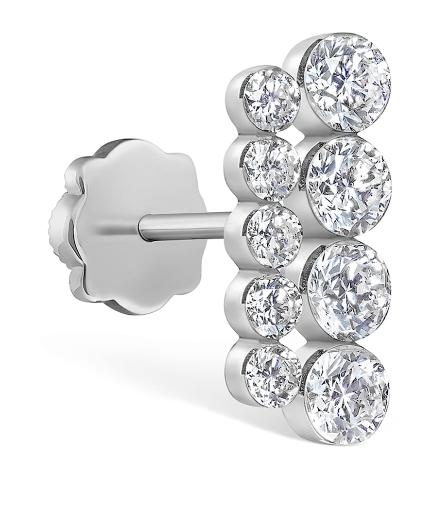 White Gold Invisible Set Diamond Apsara Bar Threaded Stud Earring (11mm) WHITE GOLD Image 1
