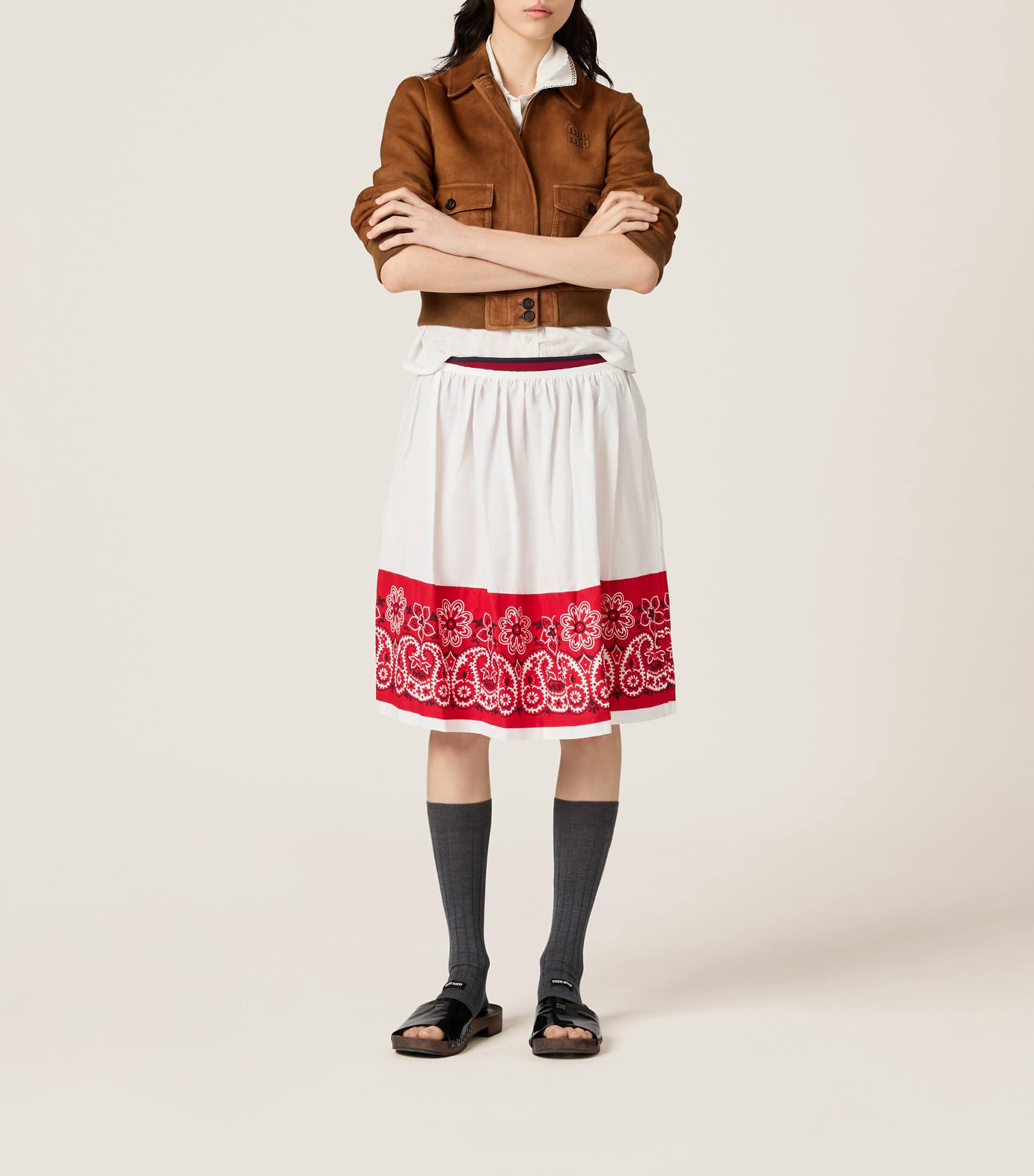 Poplin Bandana Print Midi Skirt F0970 Image 2