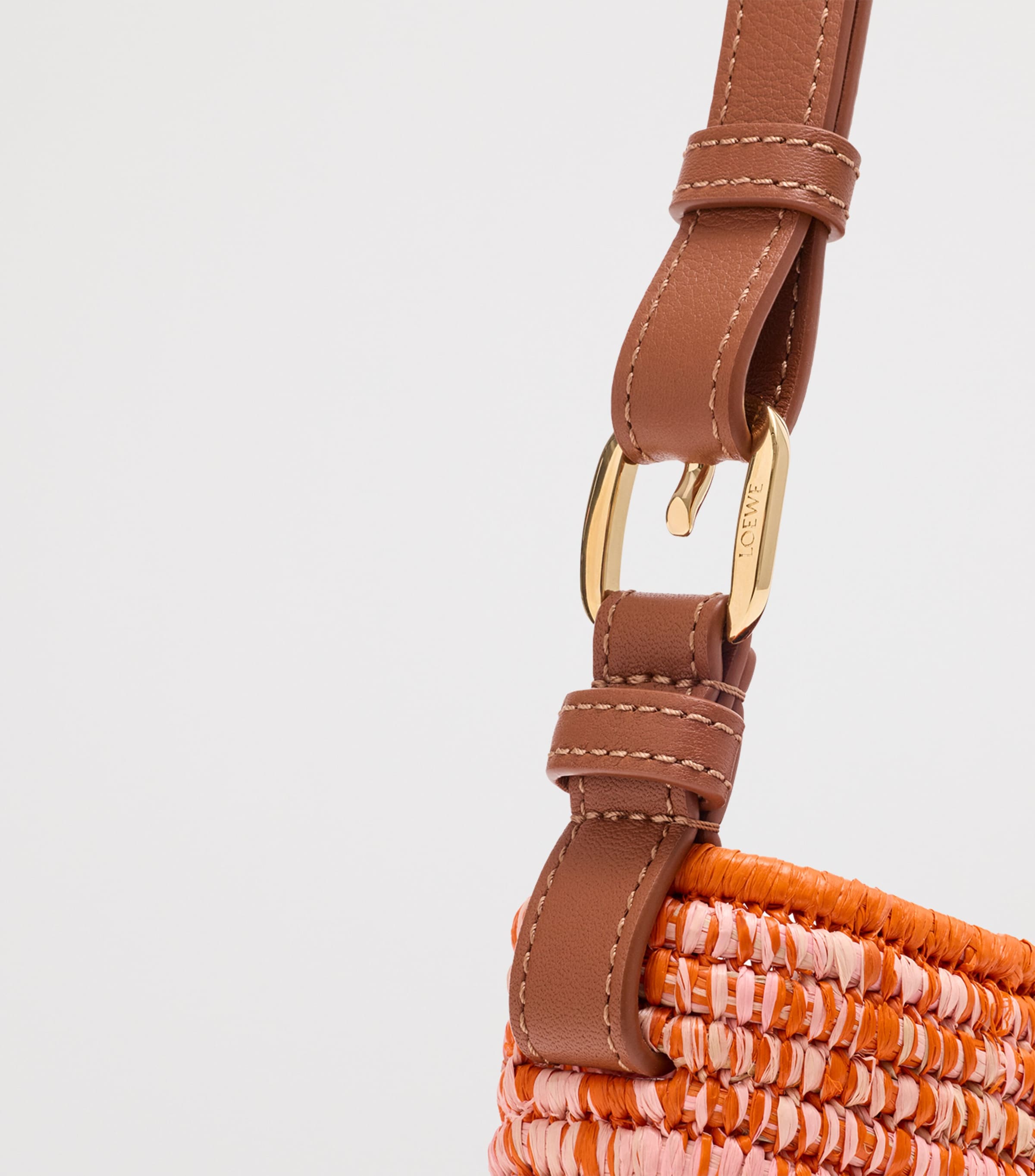 LOEWE x Paula's Ibiza Medium Raffia Swing Shoulder Bag Bright Orange/pink Image 8