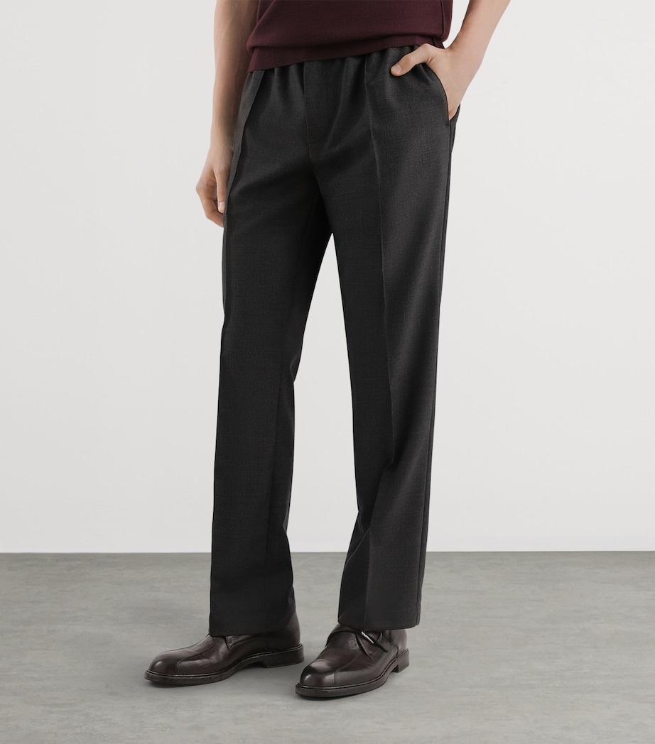 Virgin Wool Drawstring Trousers S8230-WHITE-BEI Image 4