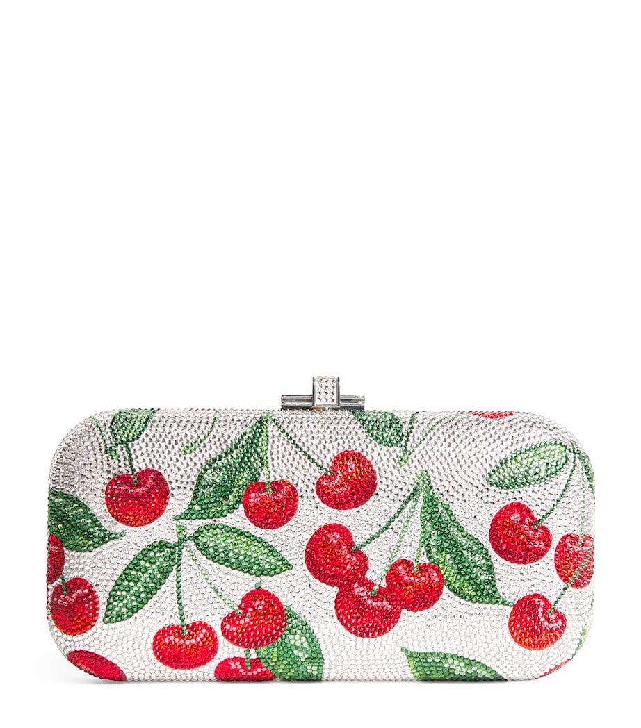 Judith Leiber Crystal Long Slide Cherries Clutch Bag Silver Rhine Multi Image 1