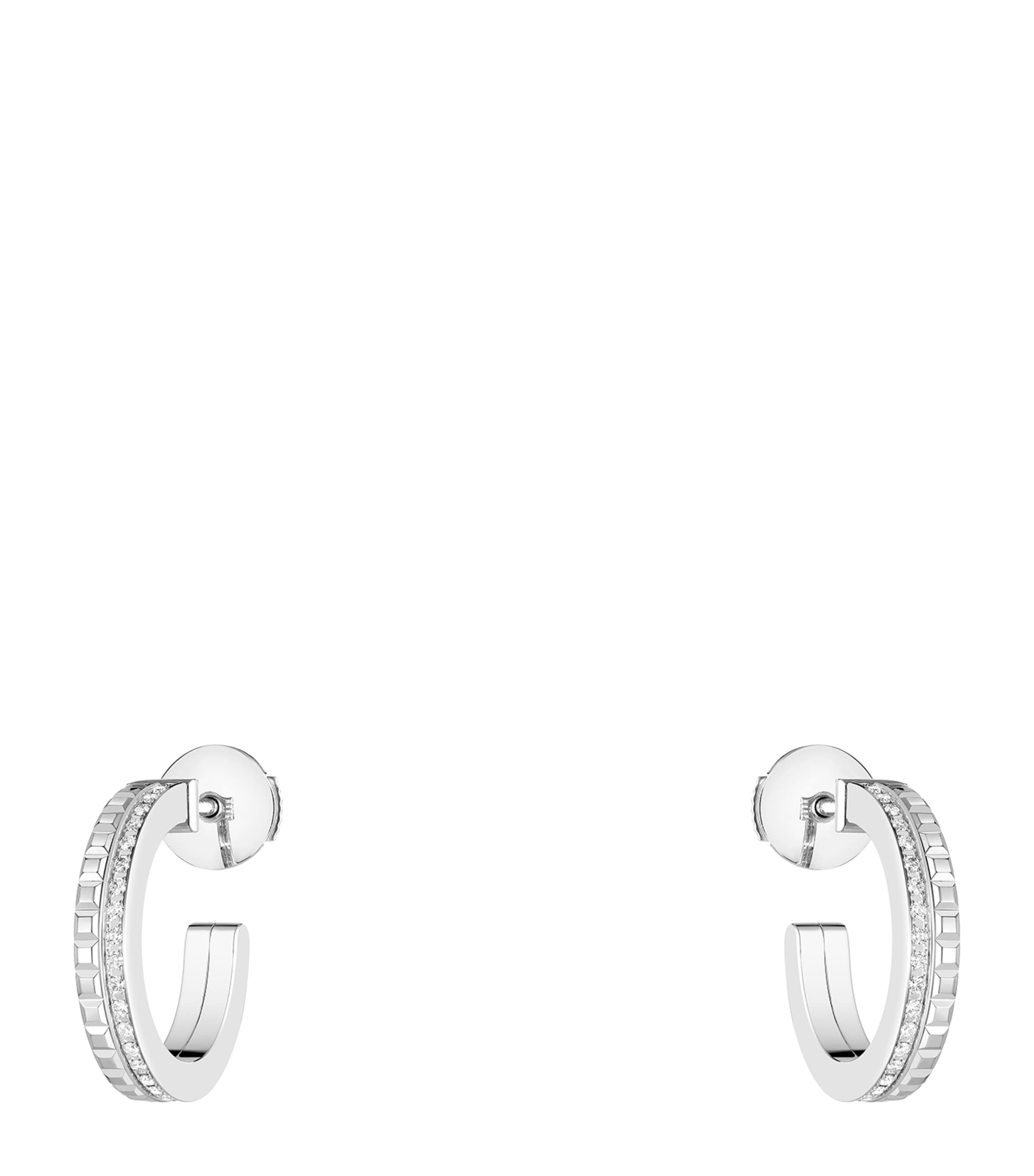 Boucheron 18kt White Gold Quatre Radiant Edition Diamond Hoop Earrings In Silver