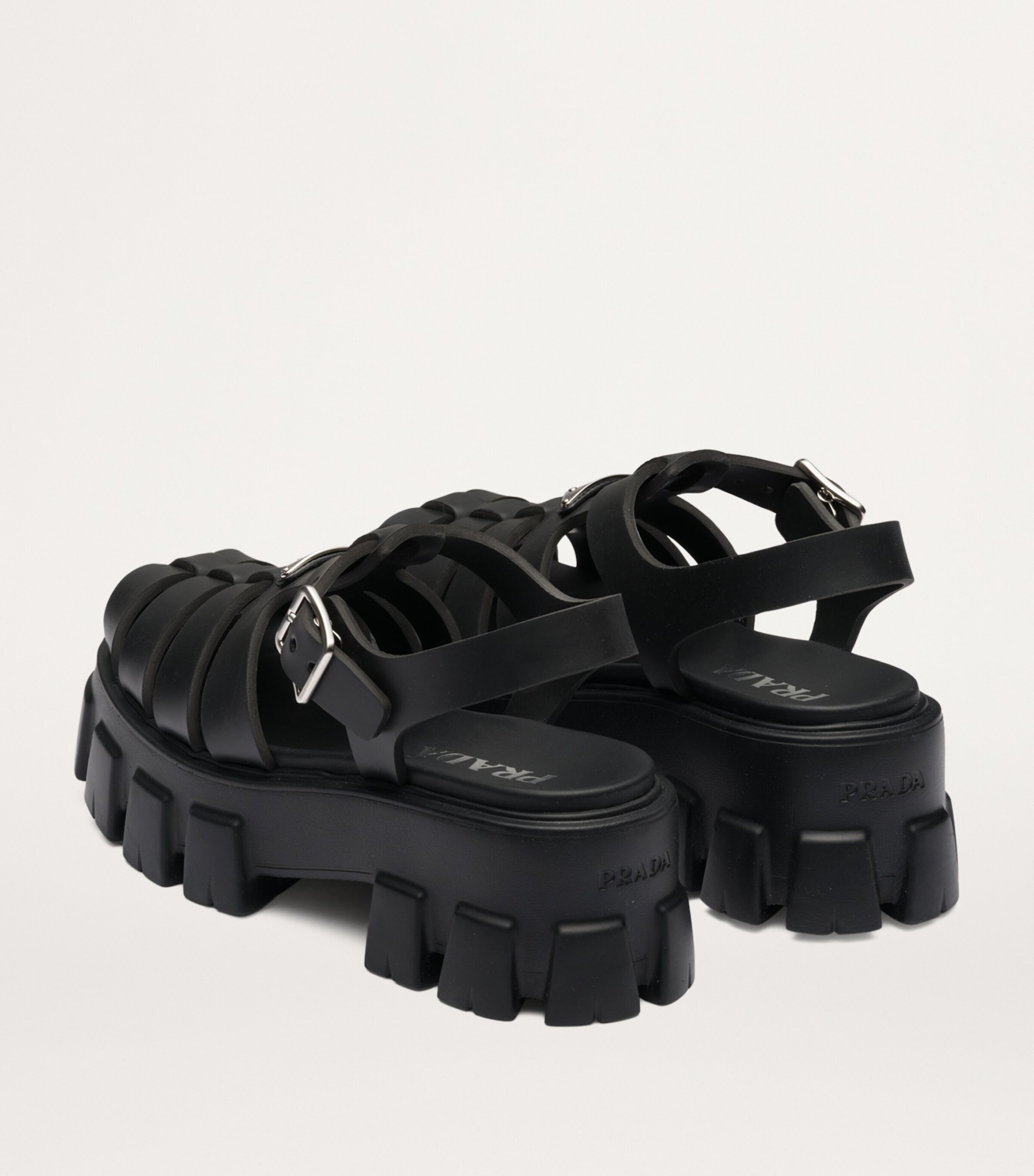 【PRADA】LEATHER SANDALS Prada Brushed Leather Sandals | Black | FARFETCH PL