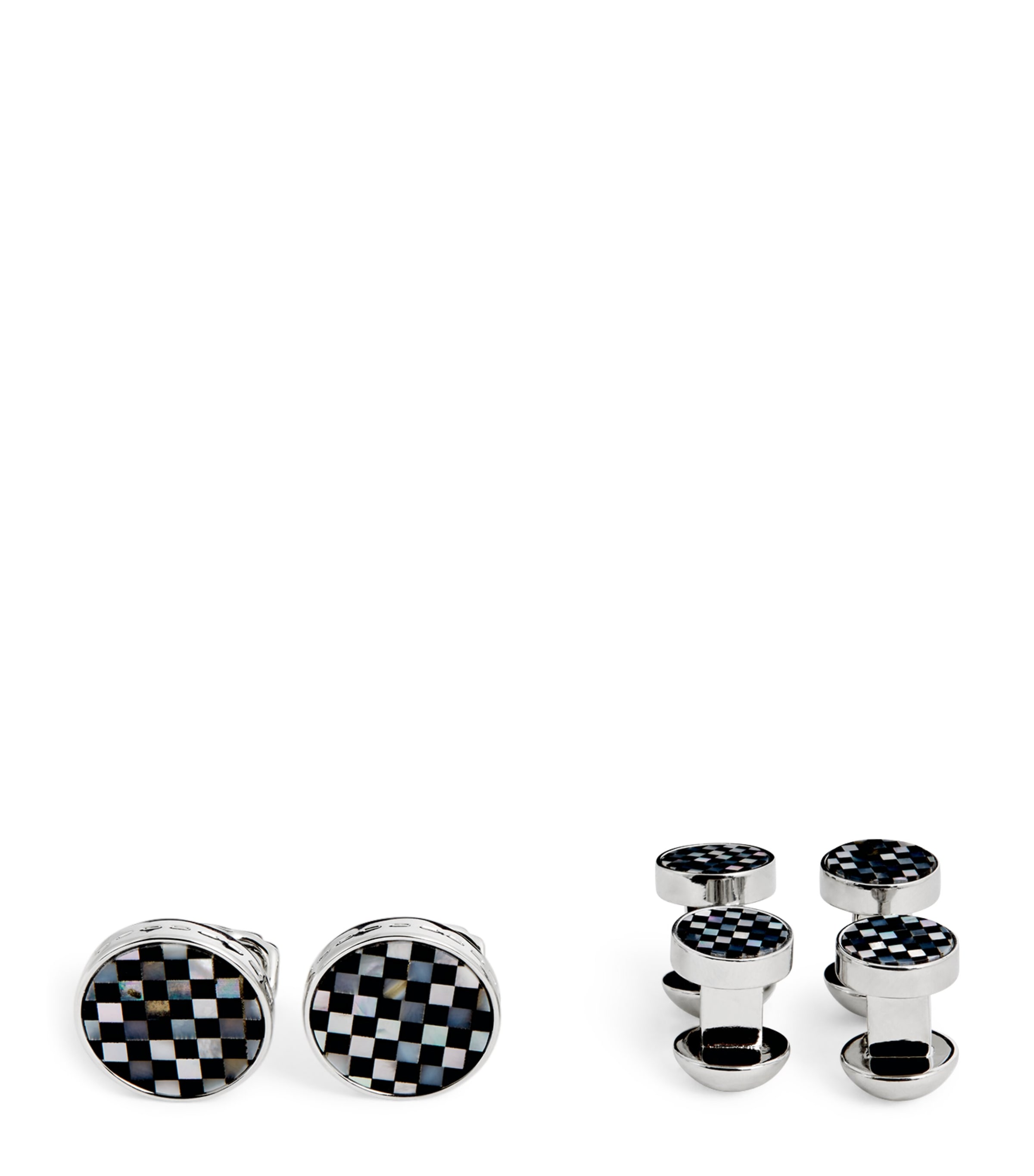 Thompson Onyx Checkerboard Cufflinks and Studs Set BLUE Image 1