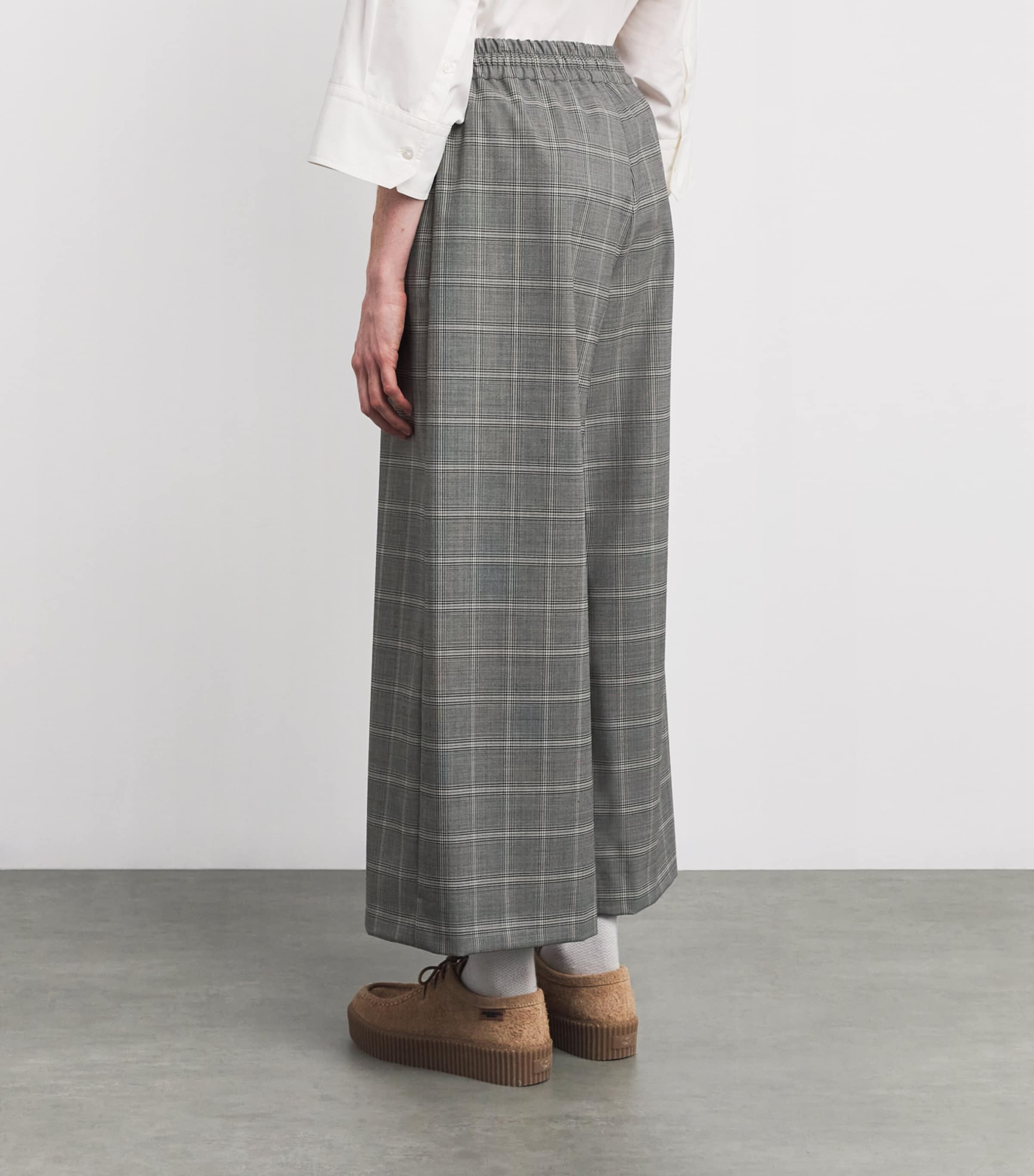 Wool-Blend Check Wide-Leg Trousers MEDIUM GREY Image 4