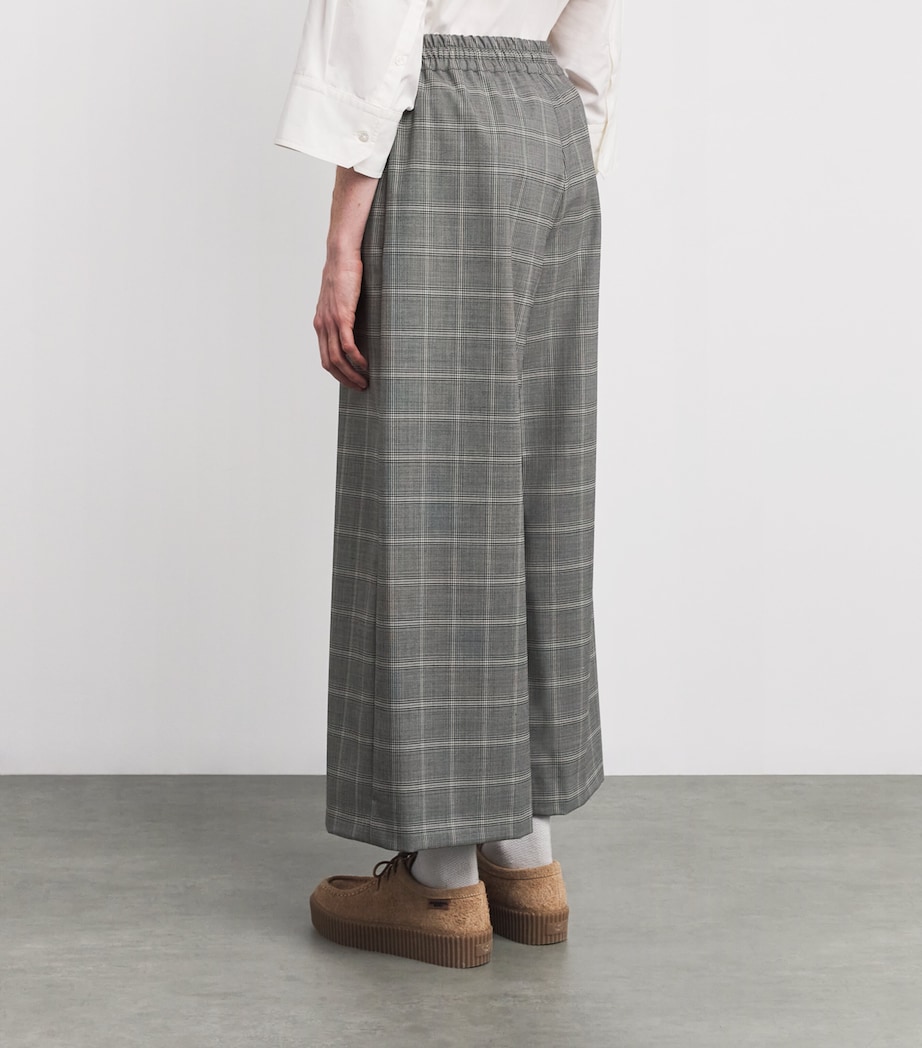 Wool-Blend Check Wide-Leg Trousers MEDIUM GREY Image 4