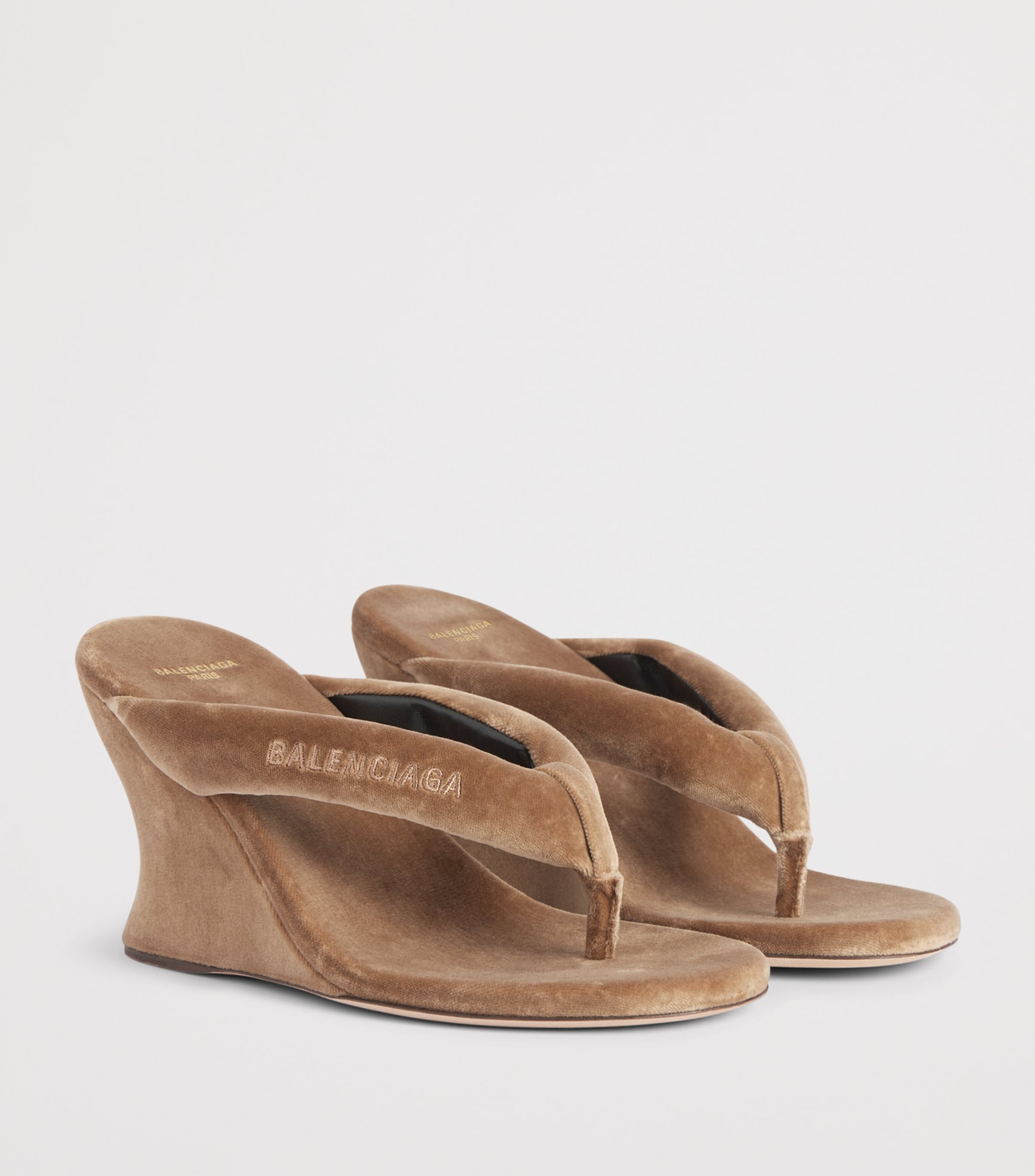 Balenciaga Velvet Gaeta Thong Wedge Sandals 90 Image 3