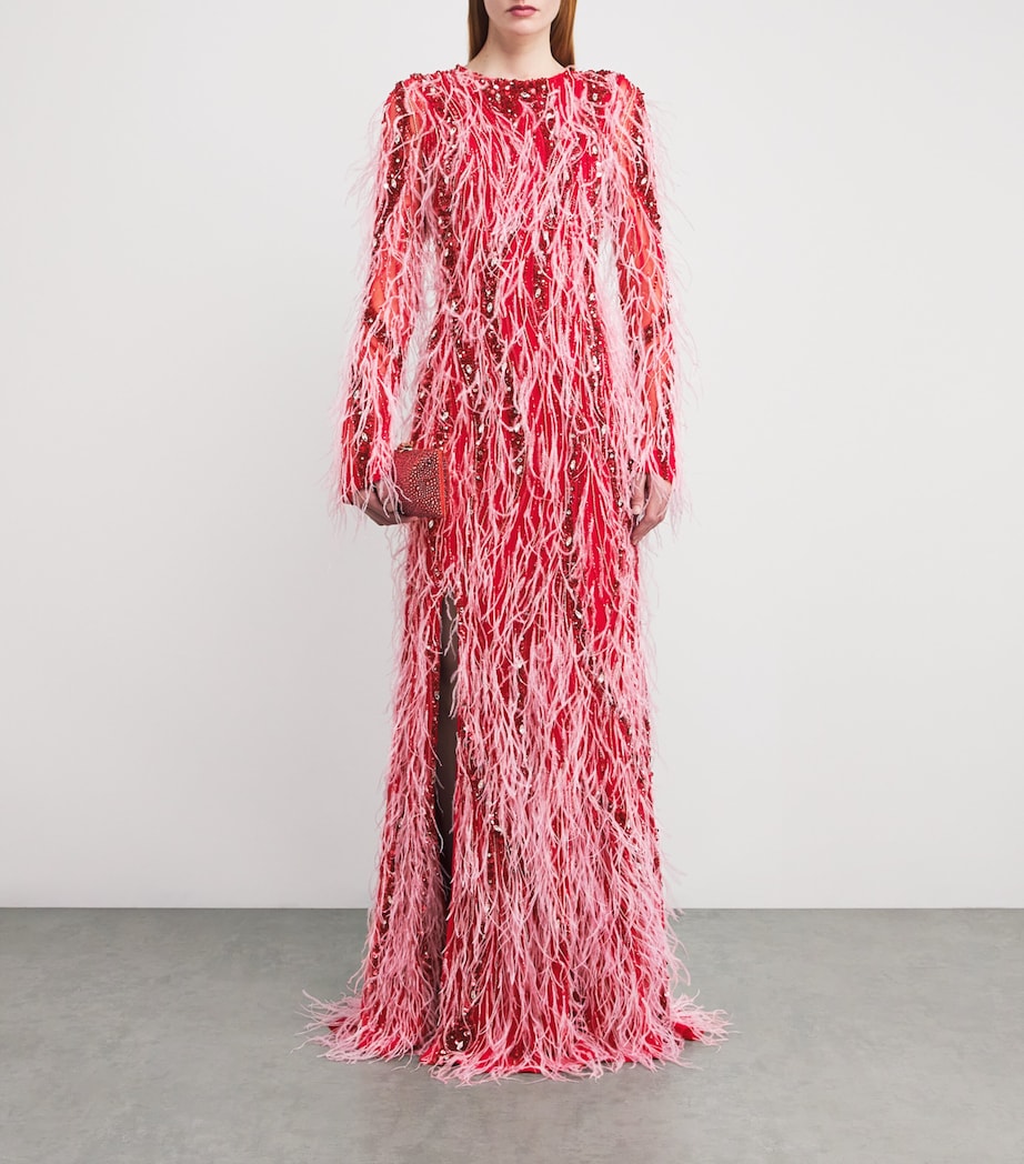 rachel gilbert pink feather dress Rent Rachel Gilbert Pink Dress US 4