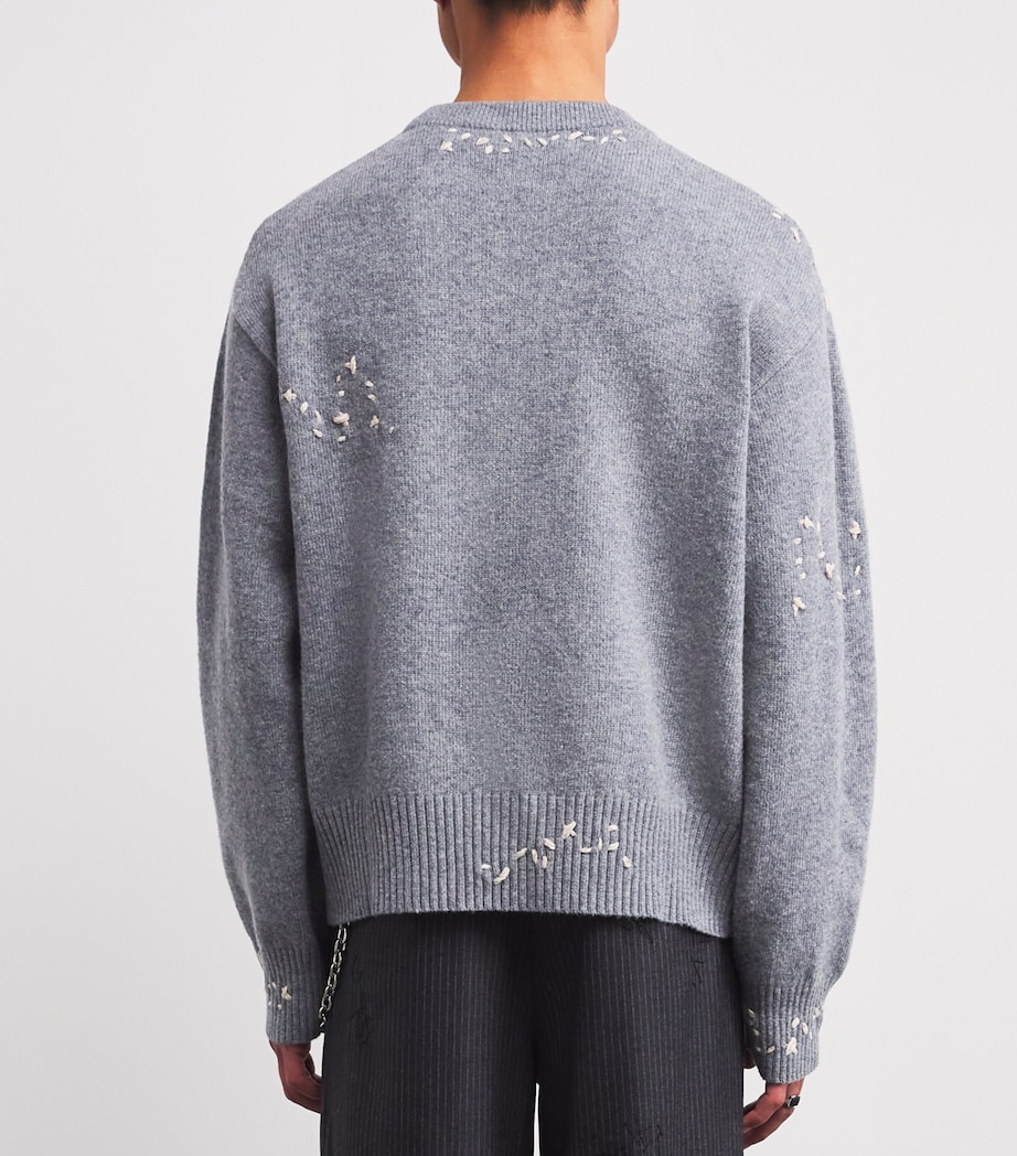 Wool Exposed Stitching Sweatshirt GREY Image 4