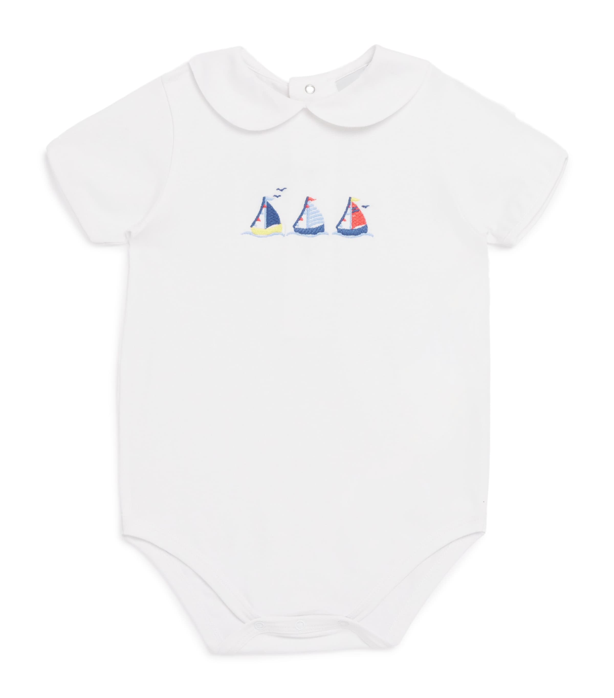 Pepa London Stretch-cotton Boat Embroidery Bodysuit In White