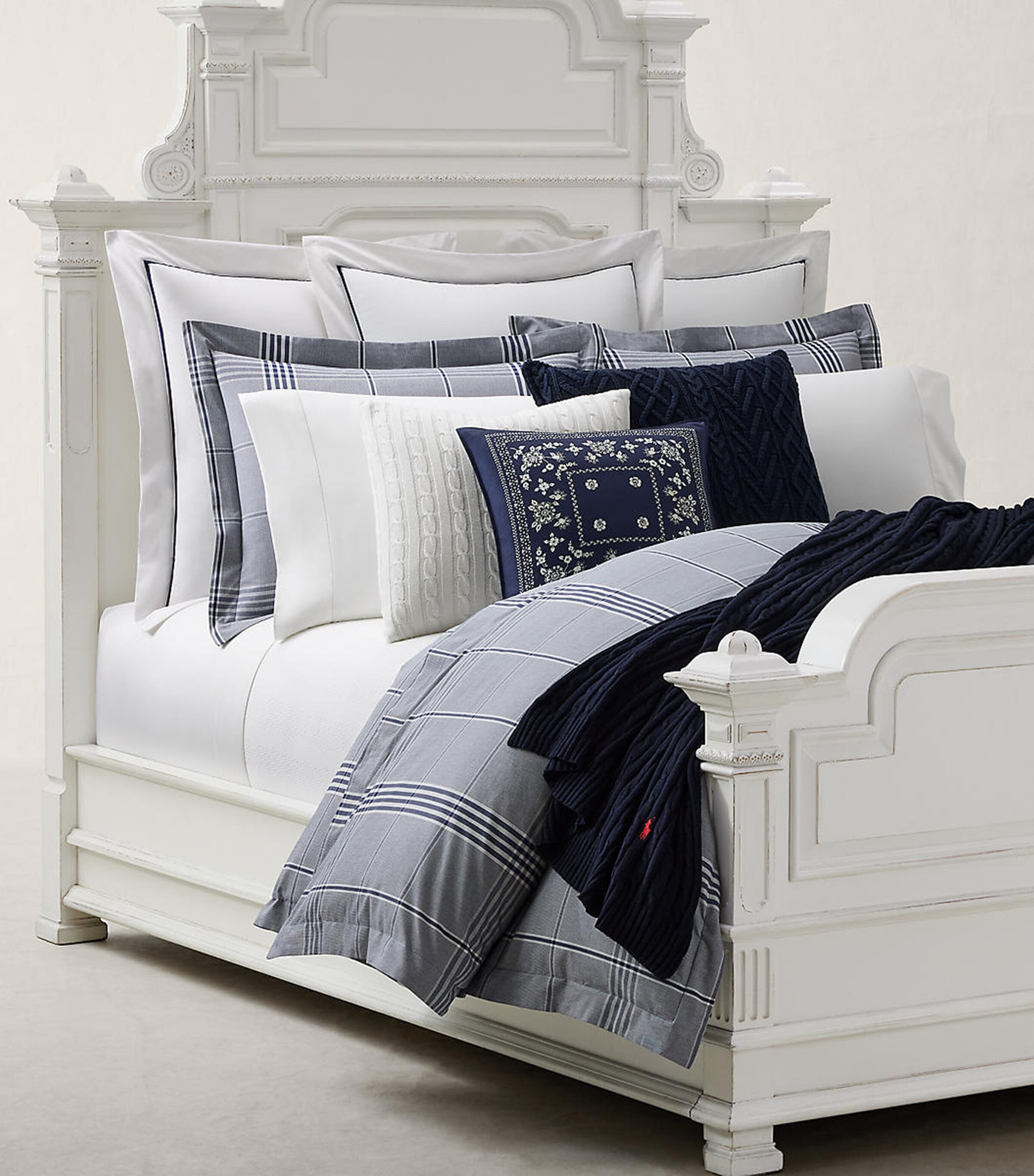 Ralph Lauren Home Cotton August Standard Oxford Pillowcase (50cm x 75cm) Navy Image 4