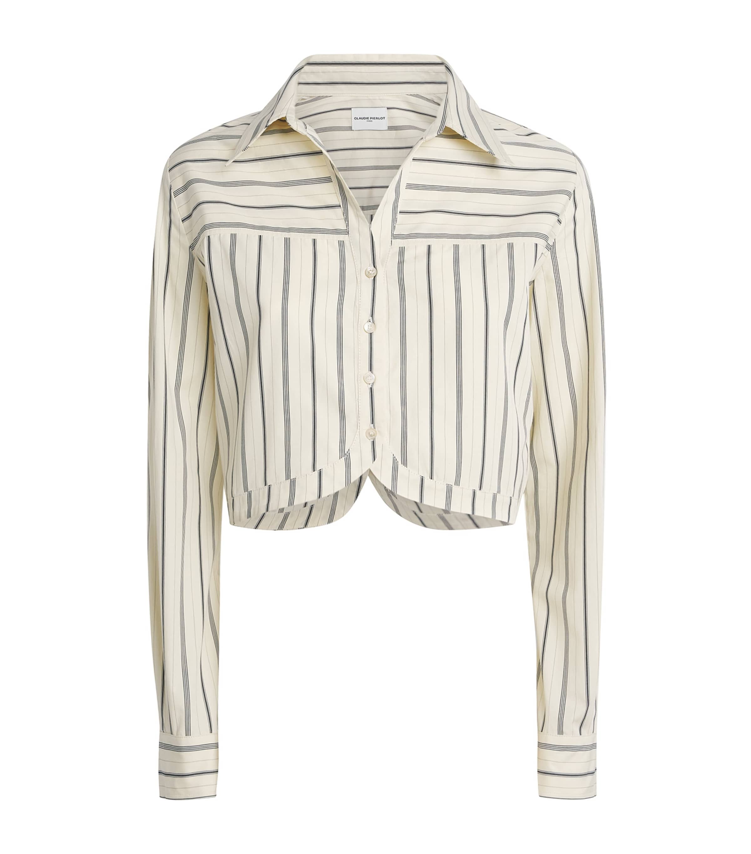 Claudie Pierlot Womens Cotton Poplin Stripe Shirt Dual Color Image 1