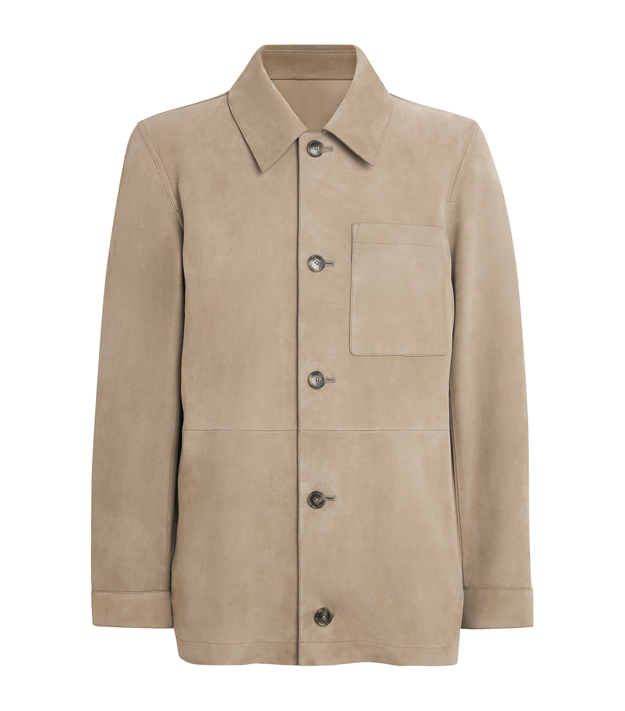 Yves Salomon Mens Suede Overshirt Seigle Image 1