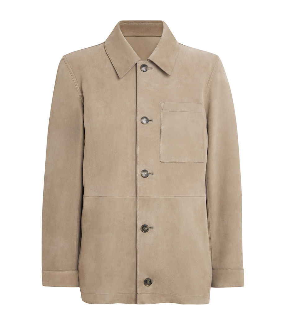 Yves Salomon Mens Suede Overshirt Seigle Image 1
