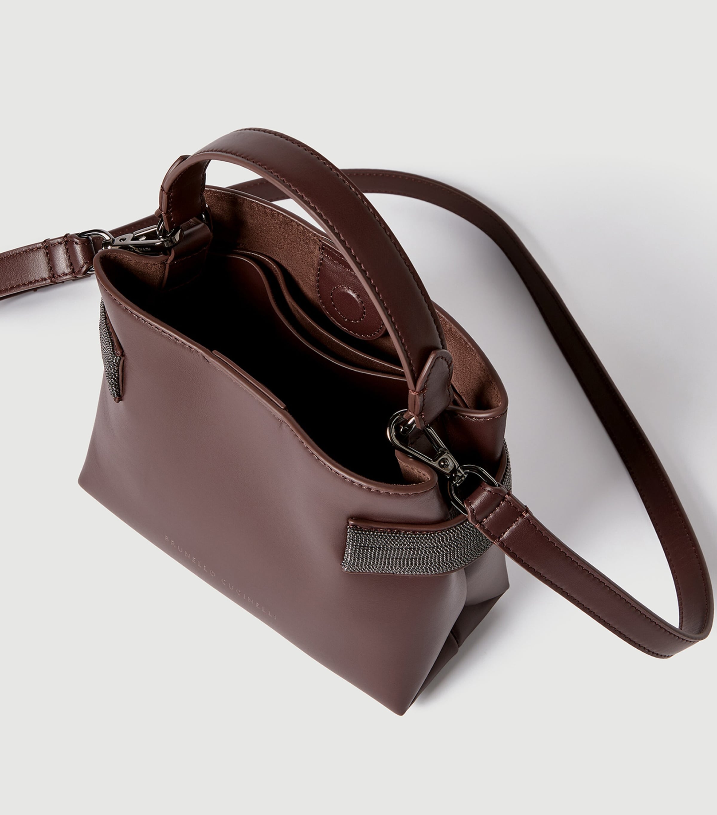 Brunello Cucinelli Purple Small Leather Essence Top-Handle Bag