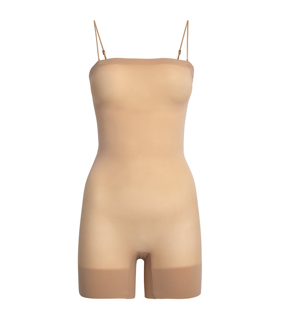 Sheer Seamless Strapless Shorts Bodysuit CLAY Image 1